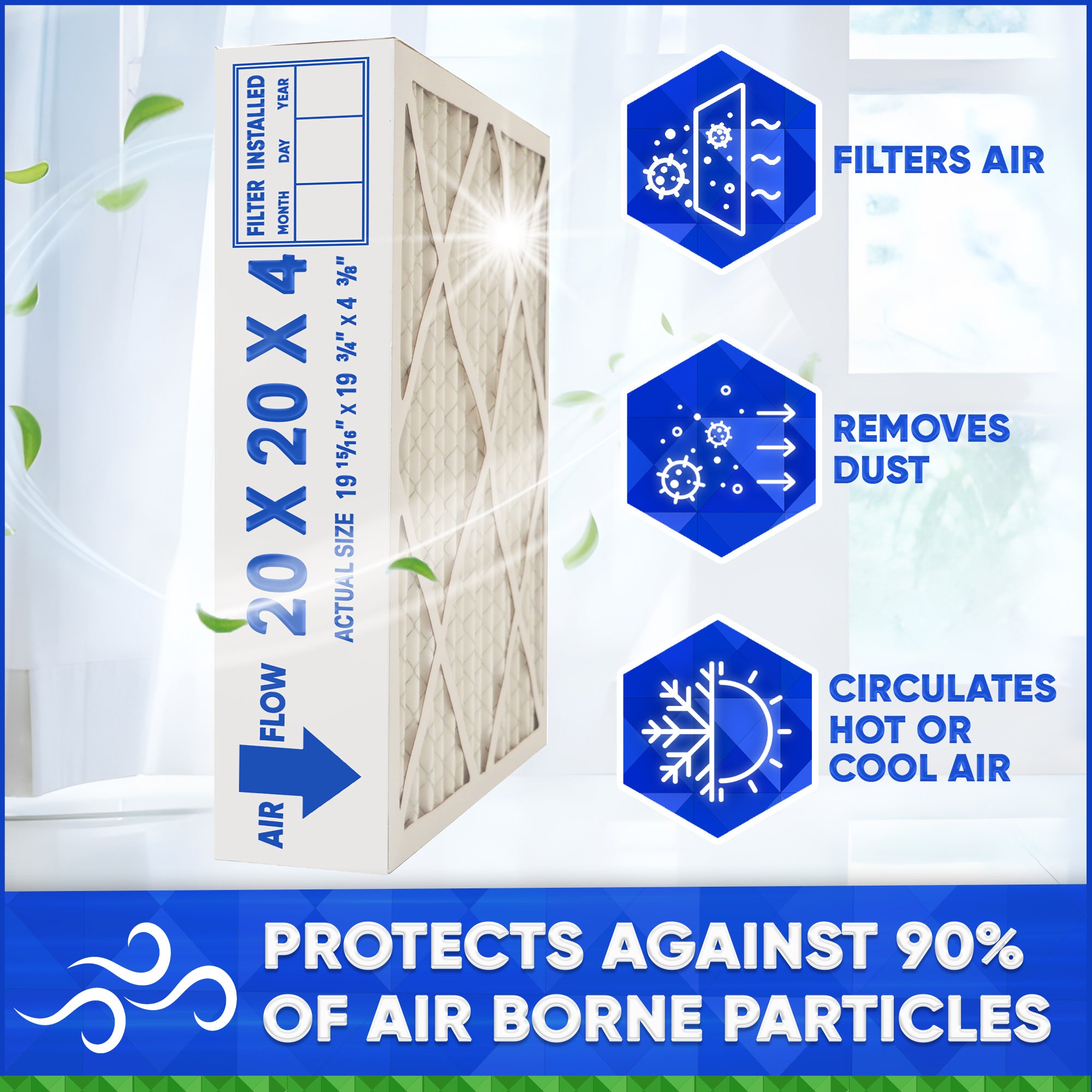 Honeywell FC100A1011 20x20x4 MERV 13 Furnace Air Filter (3-Pack) - 19 15/16