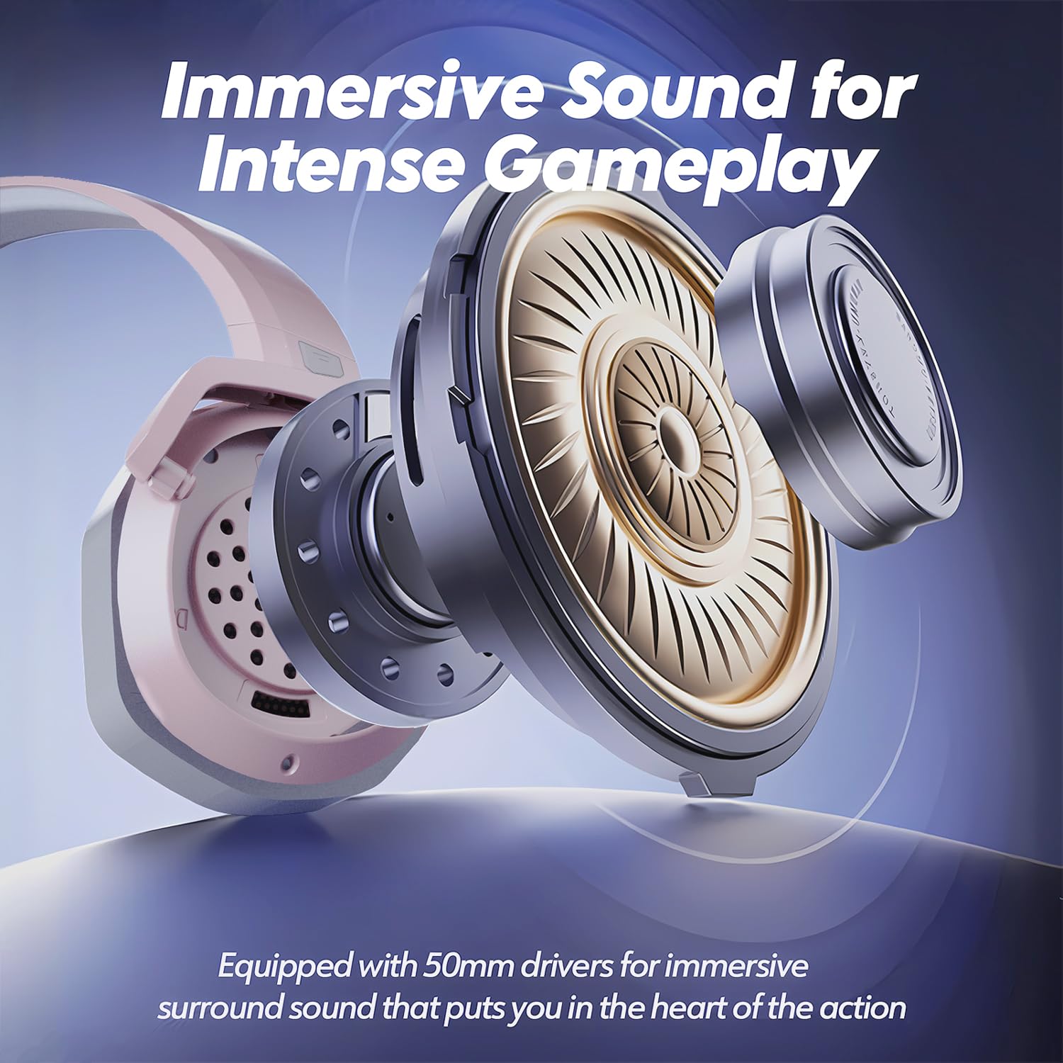 NUBWO G06 Dual Wireless Gaming Headset with Microphone - 2.4GHz & Bluetooth - 100 Hour Battery - 50mm Drivers - Pink | Compatible with PS5, PS4, PC, Mobile & Nintendo Switch | Perfect for Gaming, Streaming & Online Meetings