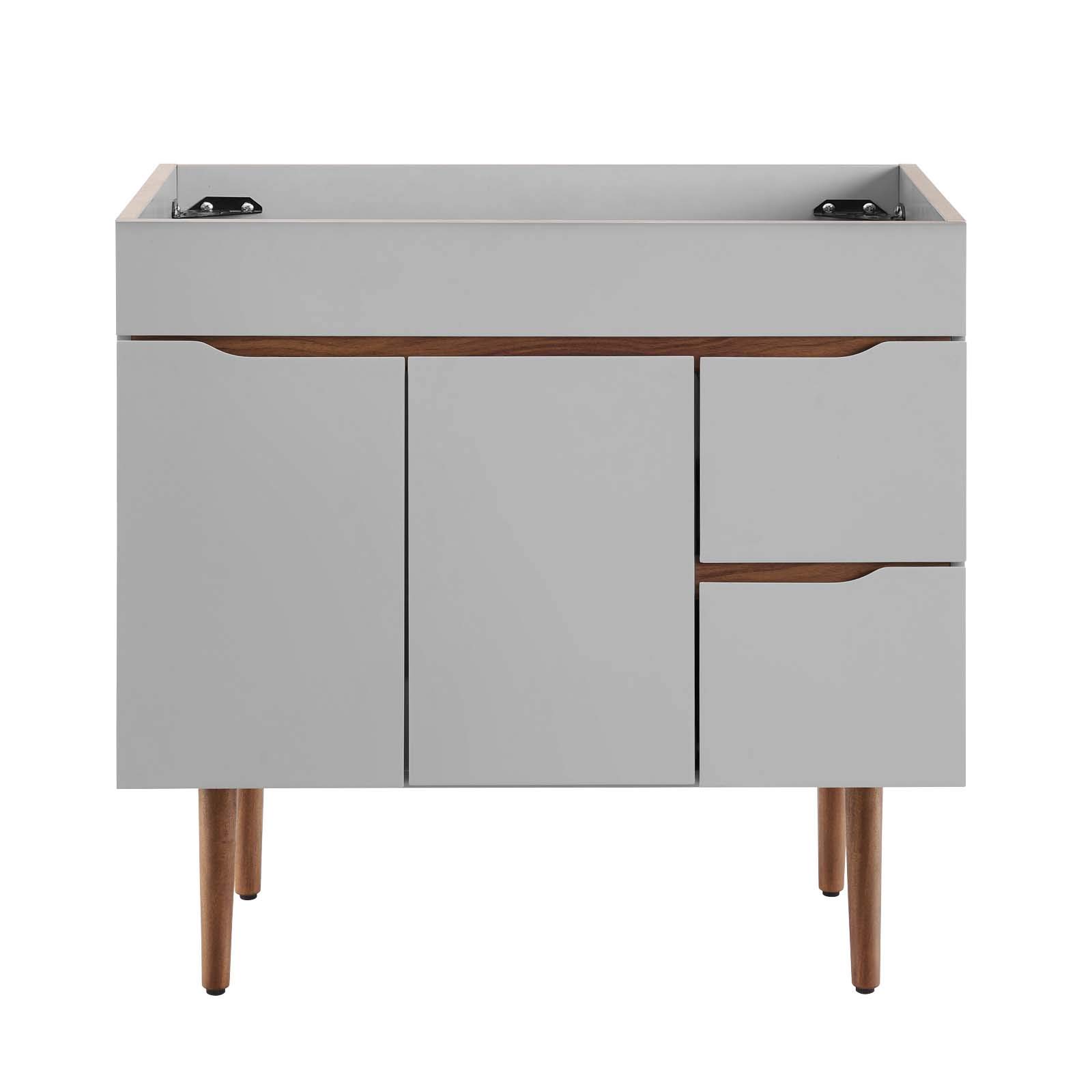 Modway Harvest 36 Inch Gray Walnut Bathroom Vanity - Modern Bathroom Storage Cabinet with Countertop (Sink Not Included) | Perfect for Small Bathrooms, Powder Rooms & Home Renovations