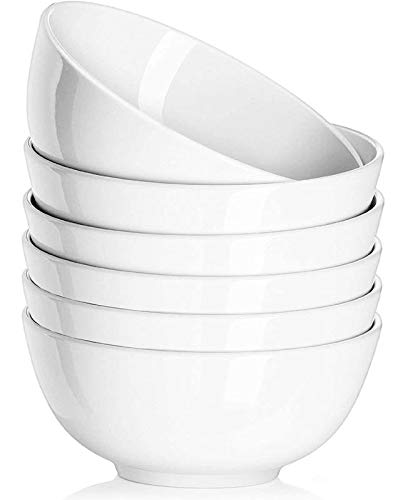 Delling 6-Piece Soup & Cereal Bowls Set - 8-Inch Porcelain Serving Plates for Breakfast, Soup, Salad - Perfect for Dining, Entertaining & Everyday Use