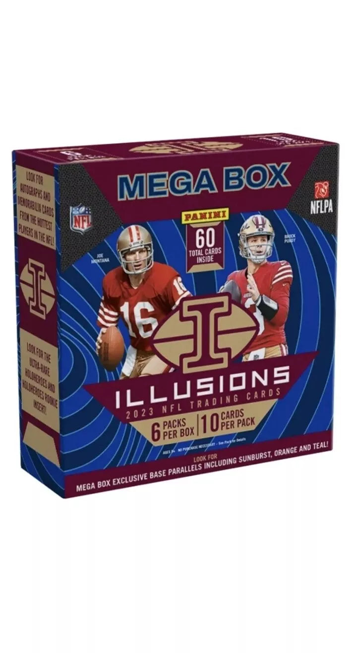 2023 Panini Illusions Football Mega Box - 12 Packs, 5 Cards Each - NFL Trading Cards for Collectors & Fans - Perfect for Gifts, Fantasy Football, and Game Day Excitement