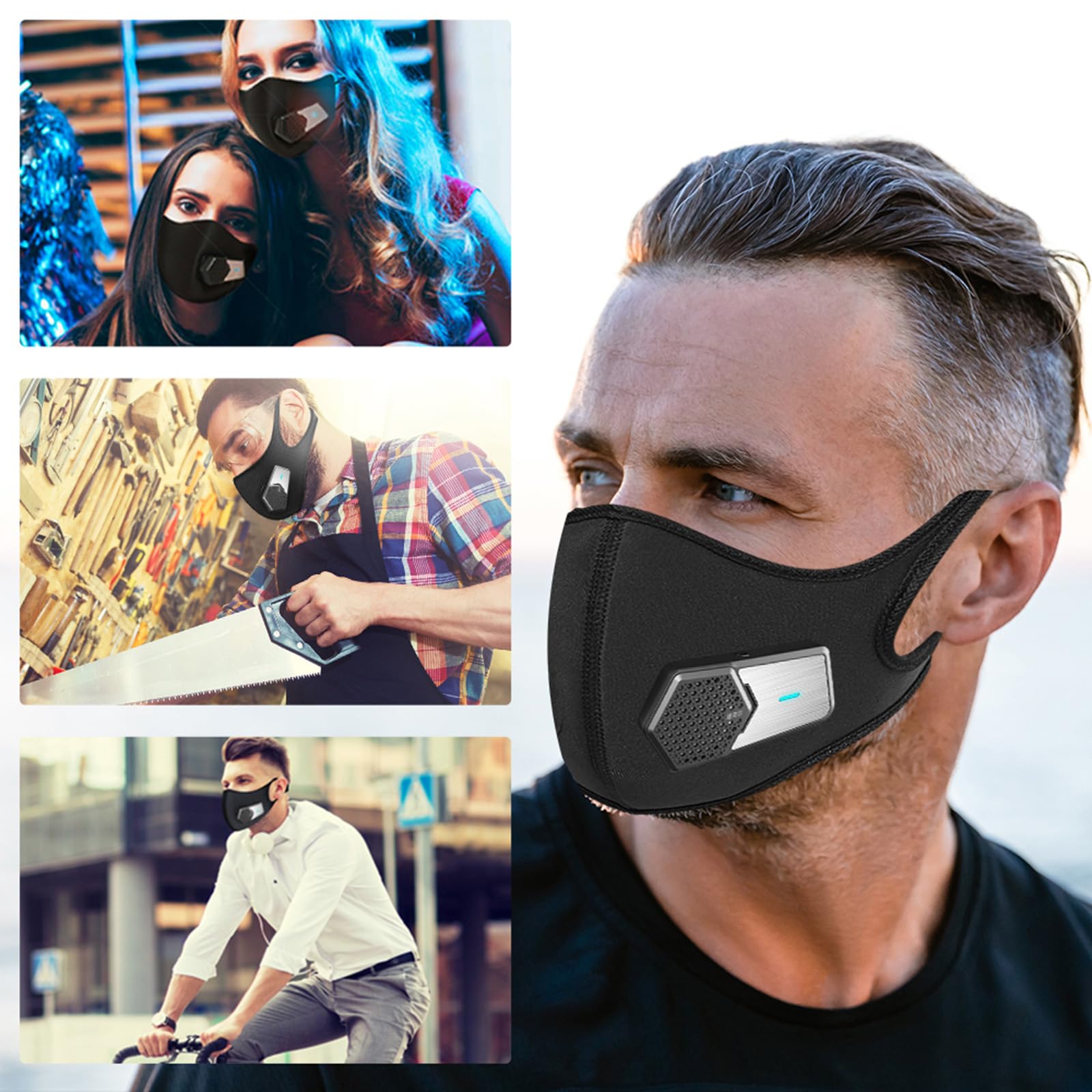 Rechargeable Cooling Face Mask with Fan for Cycling, Running & Outdoor Sports - Breathable & Sweatproof for Hot Weather Workouts