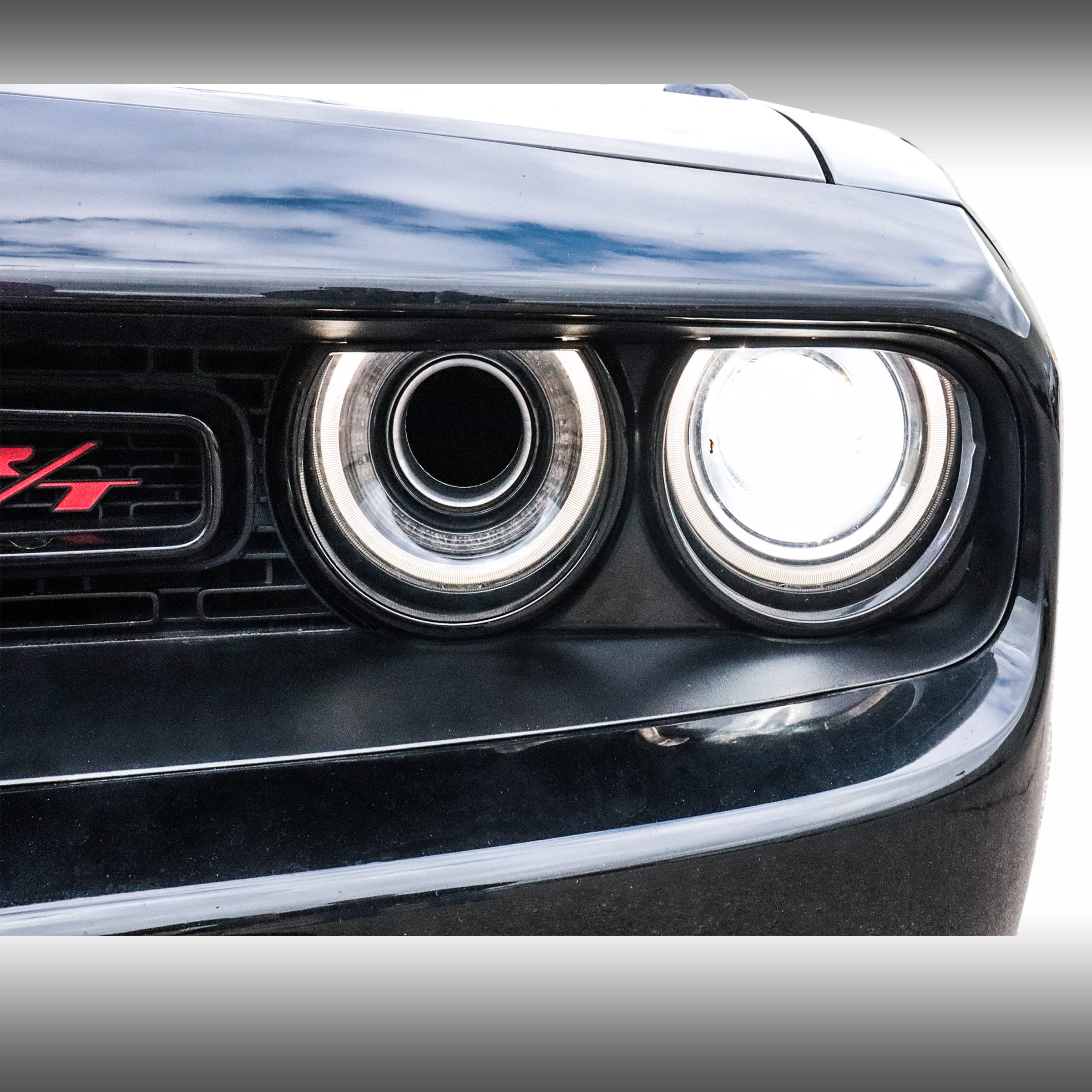 Anodized Black Headlight Intake Ring Compatible with Dodge Challenger 2015-2021 - Upgrade Your Car's Front Grille for Enhanced Style & Performance