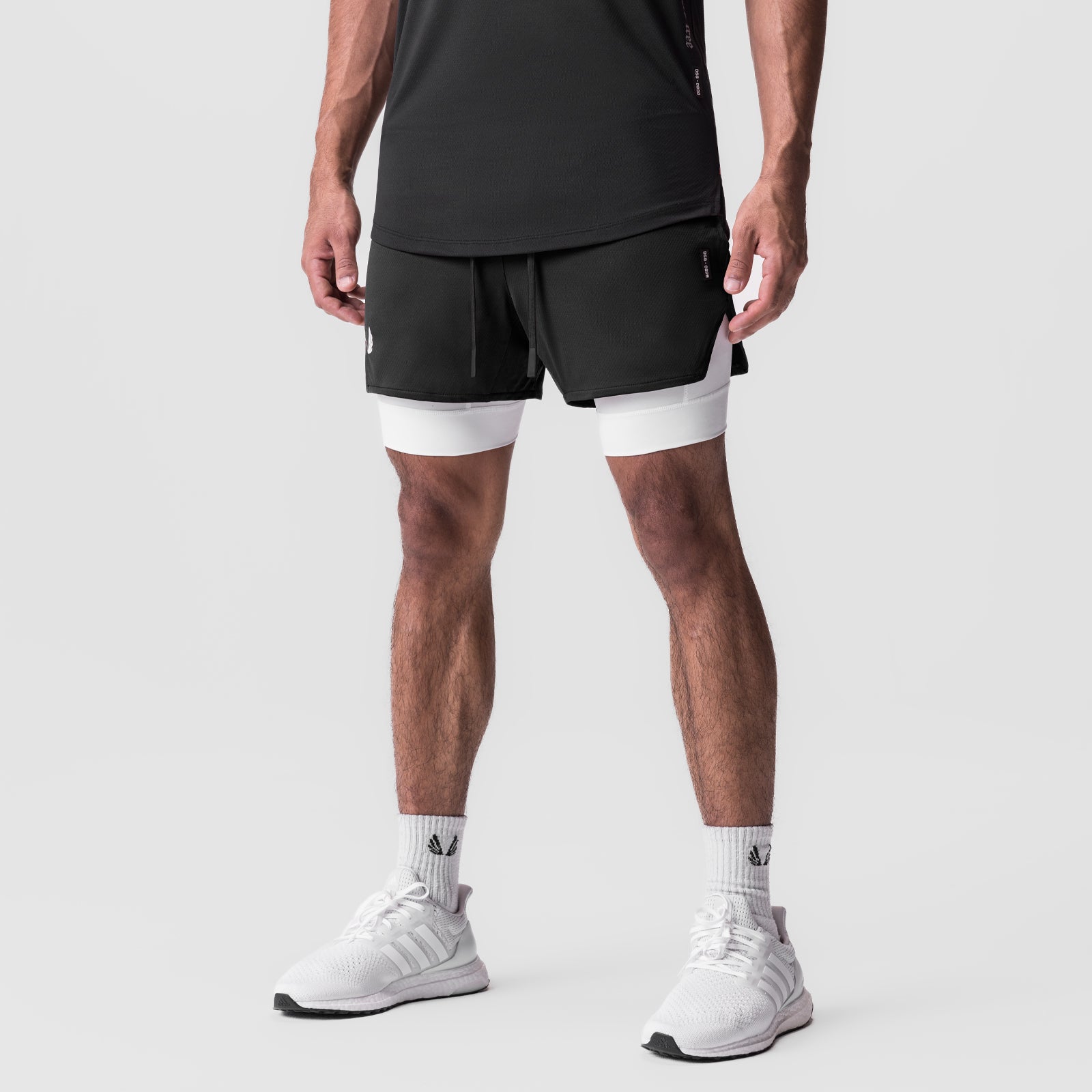 AeroSilver® 5 Liner Shorts - Black Wings/White - Men's Athletic Running Shorts for Gym & Outdoor Workouts