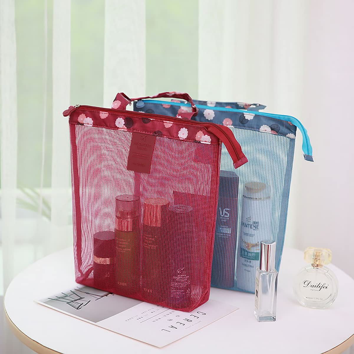 Hemoton 2-Pack Zippered Mesh Beach Tote Bags - Durable Shell Collecting Bags for Women & Kids, Perfect for Beachcombing, Vacation Travel, and Carrying Toys - Waterproof & Lightweight