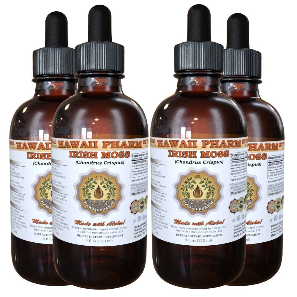 Organic Irish Moss Liquid Extract & Powder - Chondrus Crispus Tincture Supplement 4x4 oz - Vegan, Non-GMO Sea Moss for Immune Support, Digestion & Skin Health - Perfect for Smoothies, Teas & Natural Remedies
