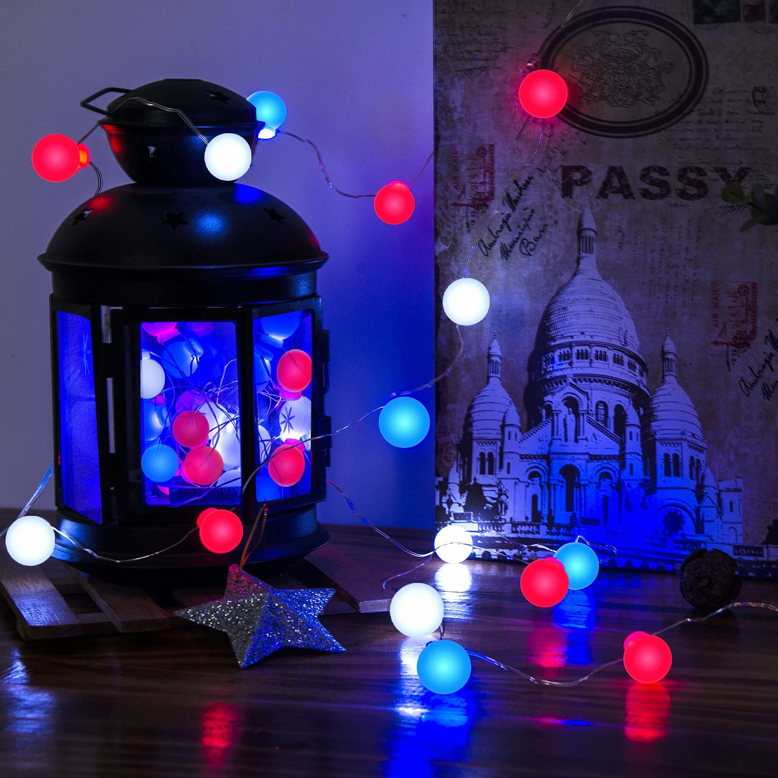 LOLStar Patriotic String Lights - Red White & Blue Fairy Lights, Waterproof Indoor/Outdoor Bulb Lights for 4th of July, Independence Day & American Flag Decorations - Perfect for Backyard Parties, Christmas Trees & Holiday Home Decor