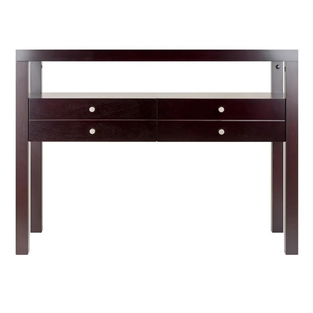 Pemberly Row Solid Wood Espresso Console Table - Transitional Style Entryway Furniture for Hallway, Living Room & Foyer Decor