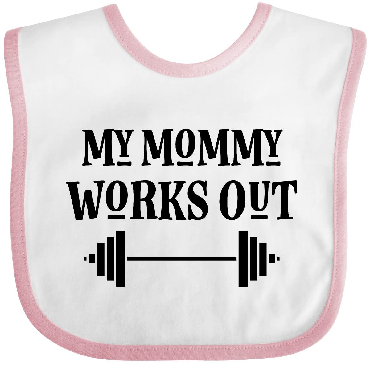 Inktastic Exercise My Mommy Works Out Baby Bib - Soft Cotton Drool Bib for Infants & Toddlers - Perfect for Gym, Yoga & Active Parenting Moments