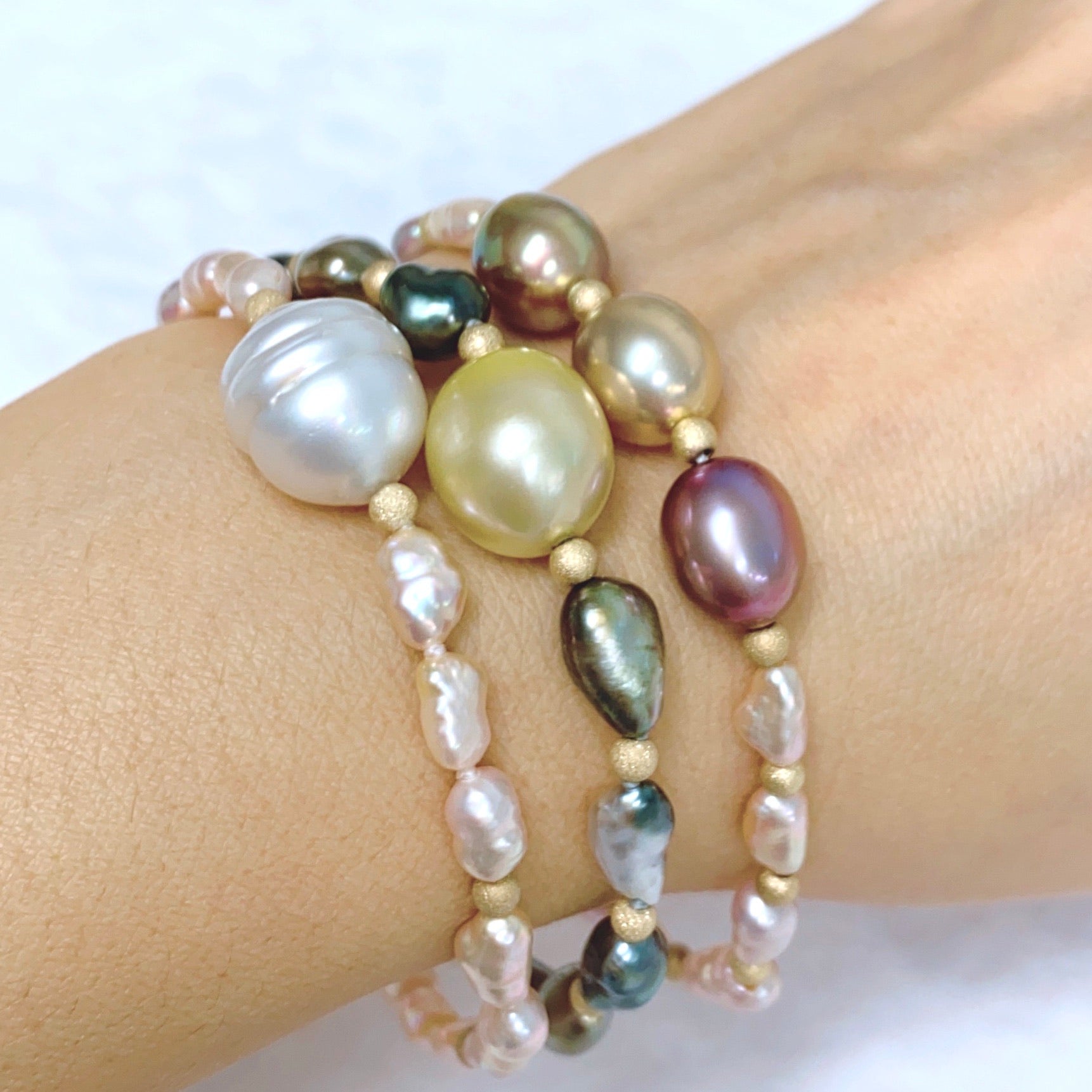 MAYRA Luxury Bracelet with Keshi & White South Sea Pearls - Elegant Jewelry for Women, Perfect for Weddings, Parties & Special Occasions