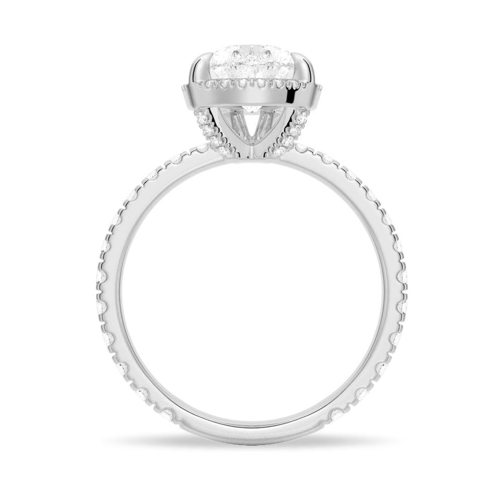 Half Eternity Pear Shaped Moissanite Halo Engagement Ring - Elegant Wedding Proposal Jewelry for Her | Perfect for Anniversaries, Valentine's Day & Special Occasions