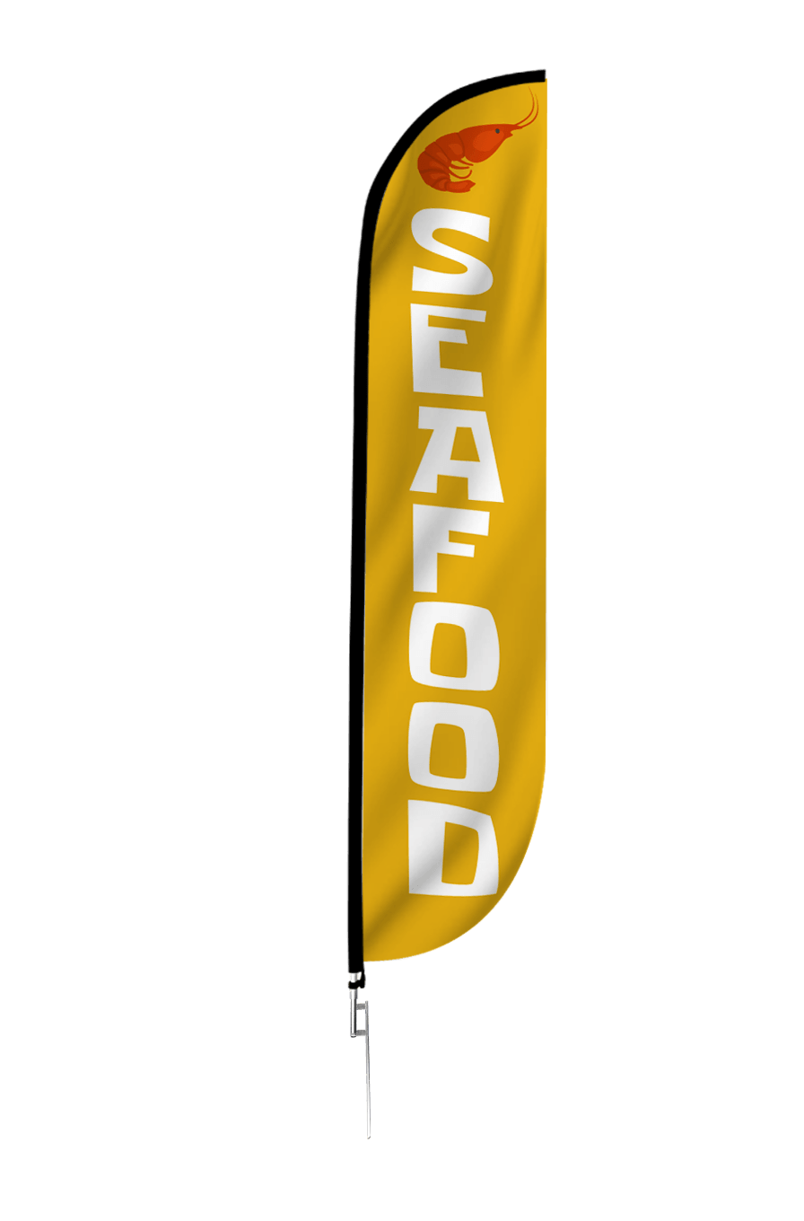Premium Orange Seafood Feather Flag - Durable Outdoor Advertising Banner for Restaurants, Events & Beach Promotions