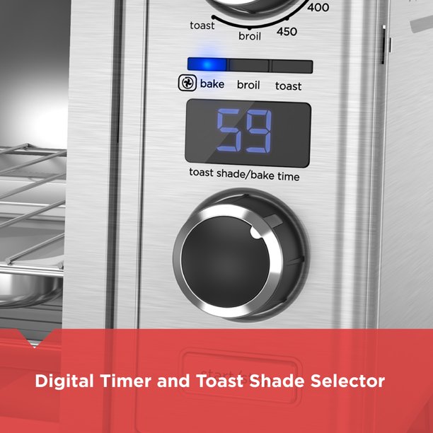 BLACK + DECKER 6 Slice Digital Convection Toaster Oven with Bake, Broil & Toast Functions - TOD3300SSC - Perfect for Small Kitchens, Dorms & Office Break Rooms