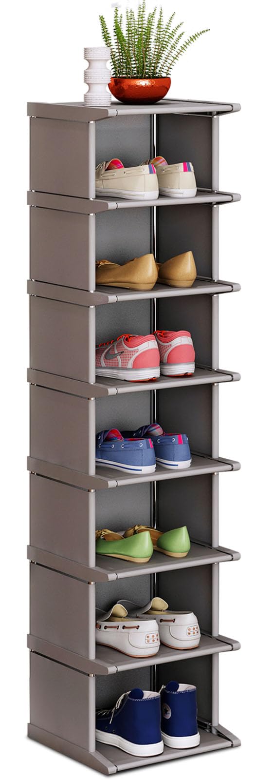 8-Tier Vertical Shoe Rack - Space Saving Narrow Shoe Storage Organizer for Entryway, Closet & Hallway | Sturdy Shoe Shelf for Small Spaces & Apartment Living
