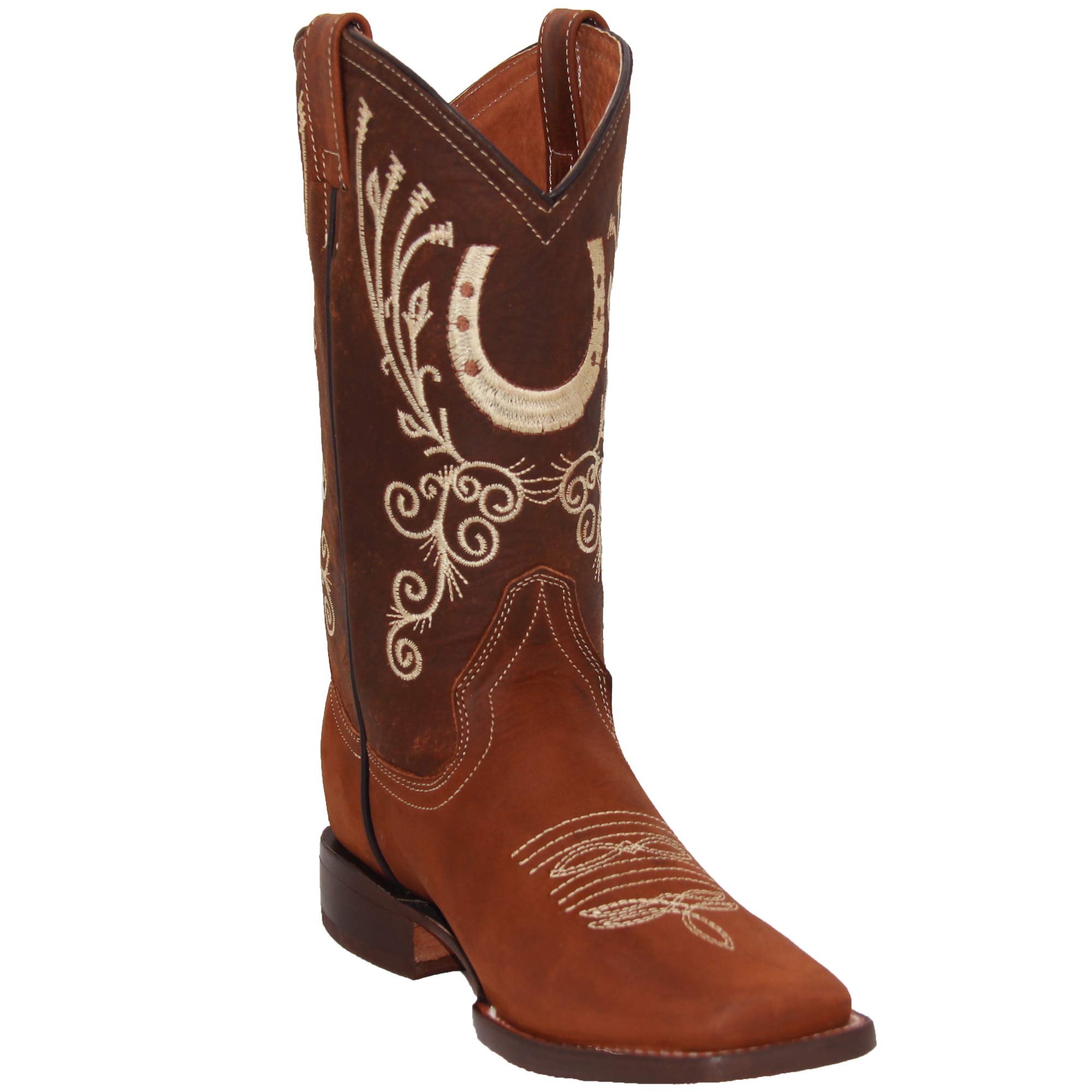 Women's Brown Leather Western Boots - Square Toe Embroidered Cowboy Boots for Women | Perfect for Country Rides, Rodeos & Western Fashion