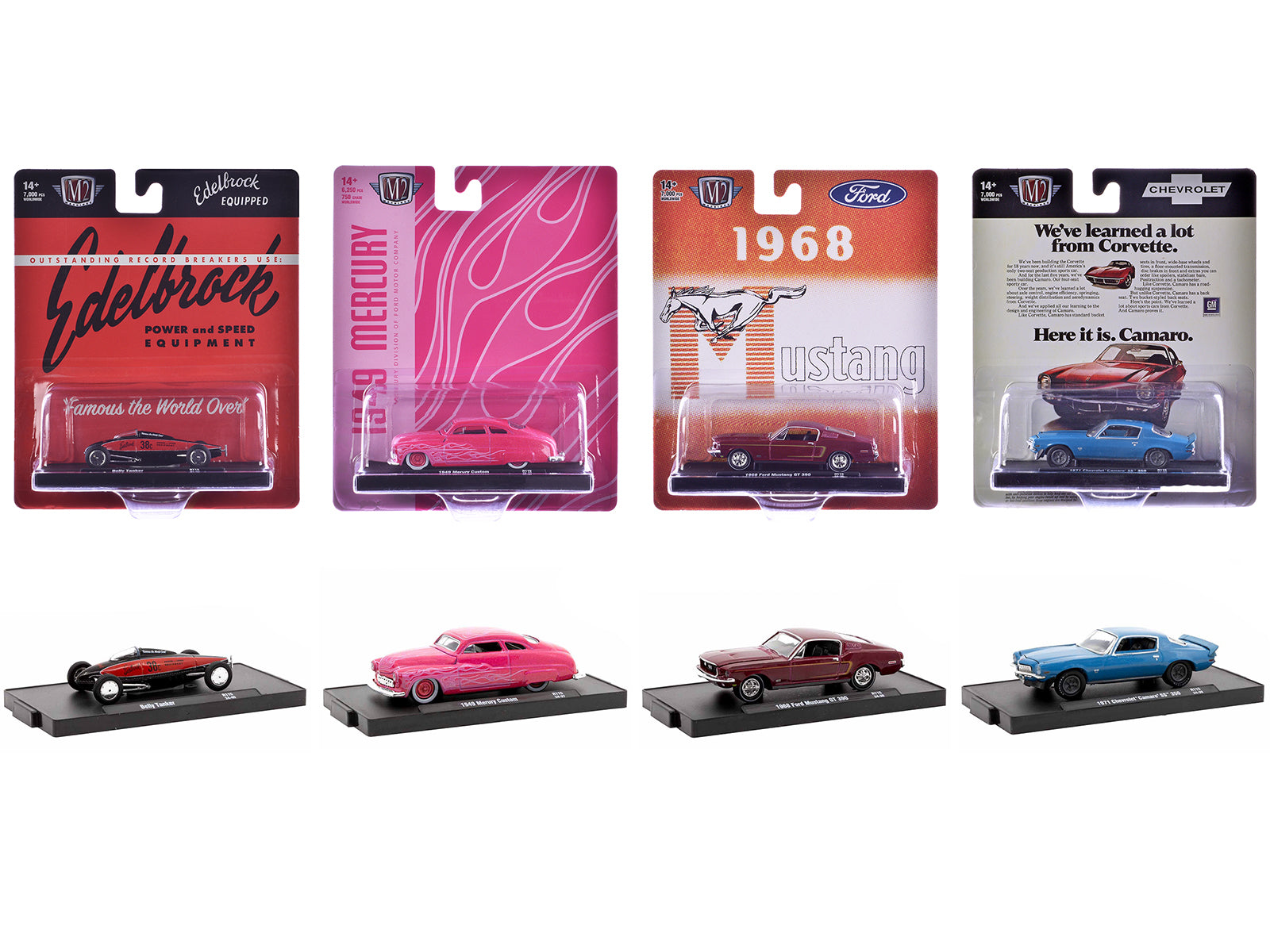 M2 Machines 1/64 Scale Diecast Model Cars - Auto Drivers Set of 4 Limited Edition (7000 Pieces Worldwide) - Collectible Die-Cast Vehicles for Display & Racing Enthusiasts - Perfect for Home Decor, Office Display & Model Car Racing Scenes