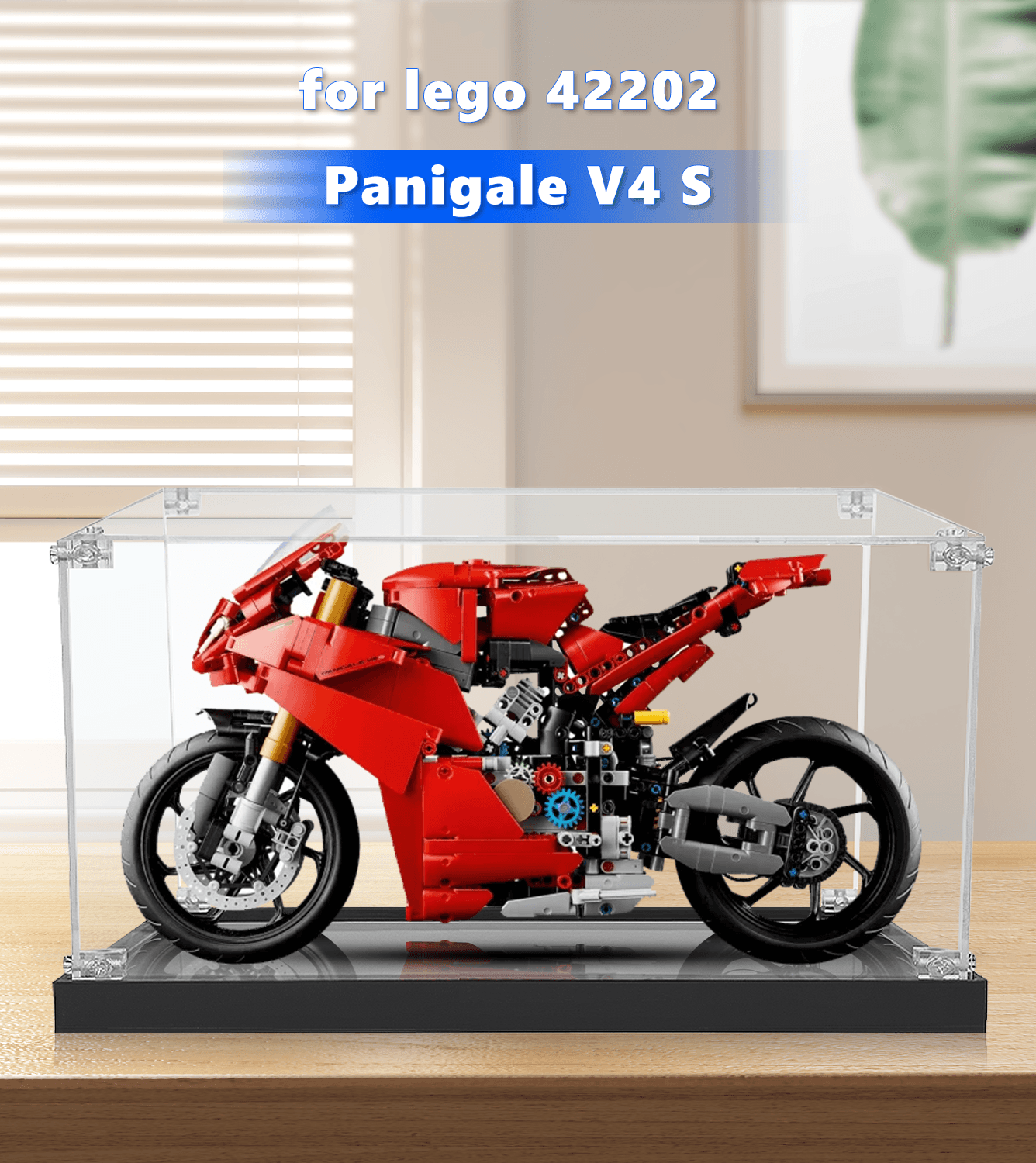 LEGO Ducati Panigale V4 S 42202 Motorcycle Model Display Case - Protective Showcase for Collectible Building Blocks - Perfect for Home Office Decor & LEGO Enthusiasts