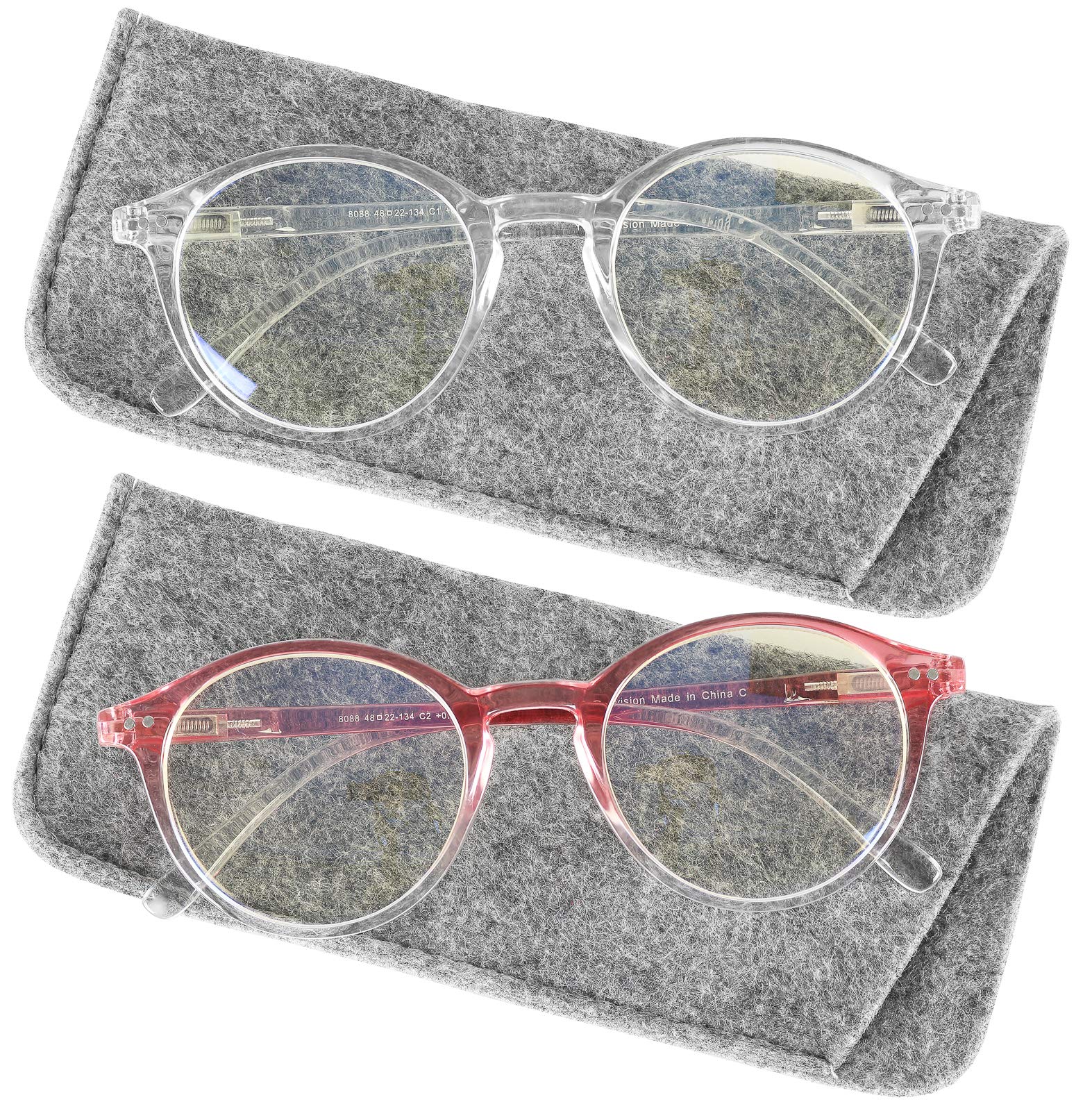 Blue Light Blocking Glasses for Men & Women - Anti Eyestrain Computer Glasses with Round Frame - Reduce Digital Eye Strain for Work, Gaming & Screen Time