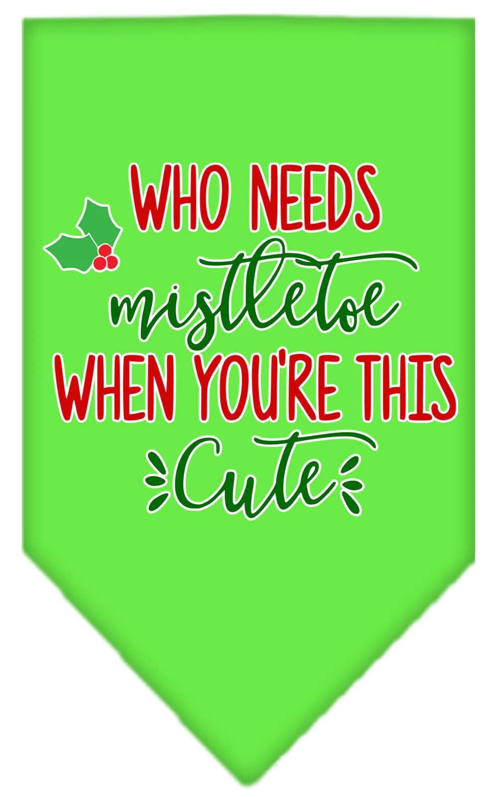 Christmas Pet Bandana for Dogs - 'Who Needs Mistletoe' Screen Printed Purple Small Holiday Accessory | Perfect for Holiday Photos & Festive Gatherings