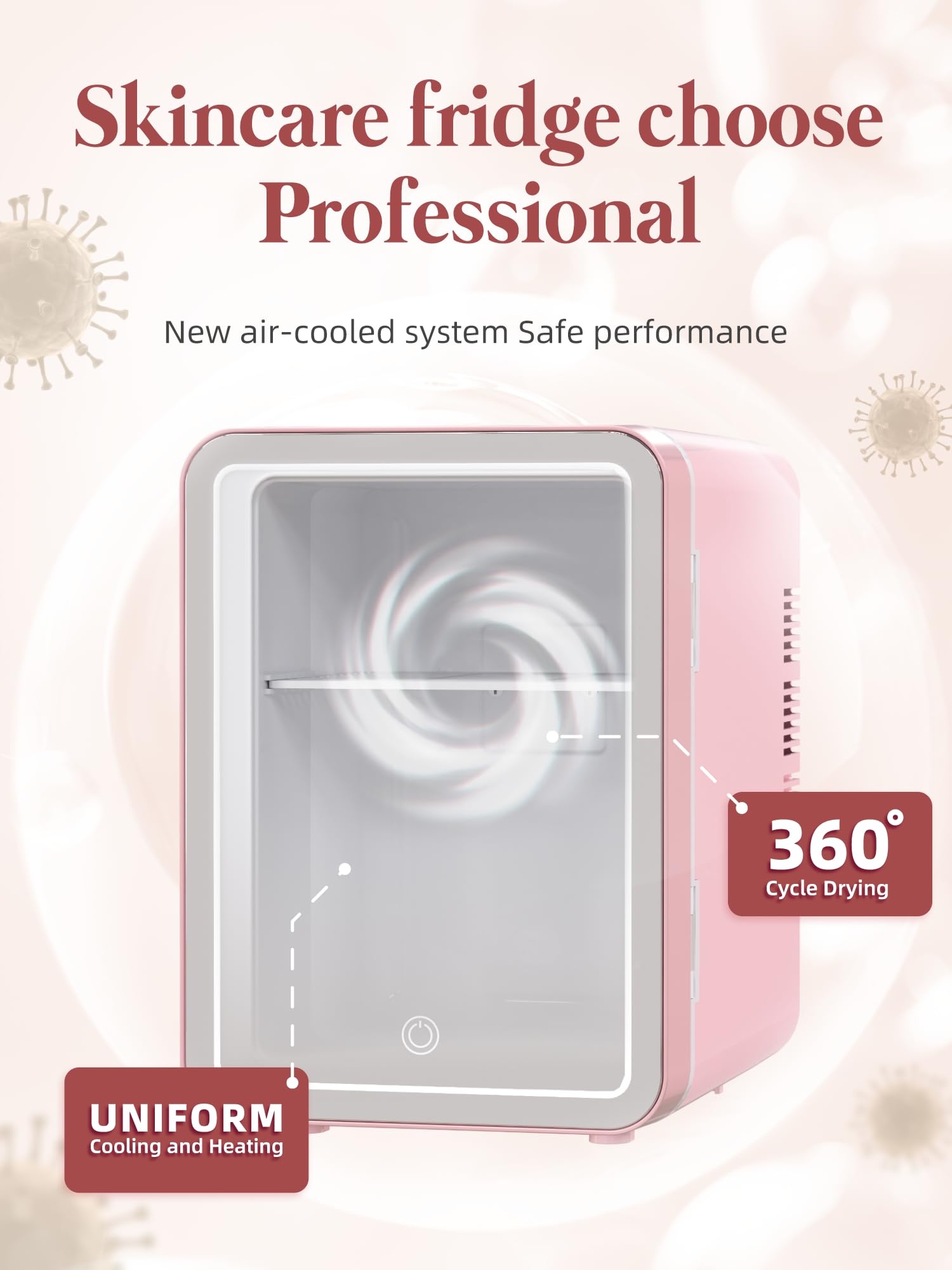 BOGDA 4L Mini Skincare Fridge with LED Light Mirror - Portable Cosmetic Cooler & Warmer for Makeup, Skincare, Food - Perfect for Bedroom, Office, Car (Pink) | Keep Beauty Products Fresh & Drinks Chilled Anywhere