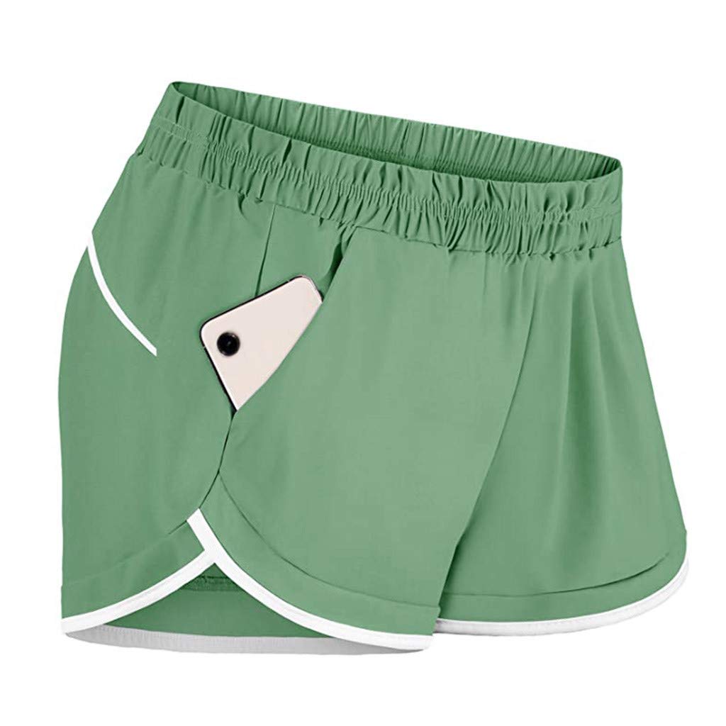 Best Women's Running Shorts with Elastic Waist & Side Pockets - Breathable Double Layer Athletic Shorts for Jogging, Gym Workouts & Yoga