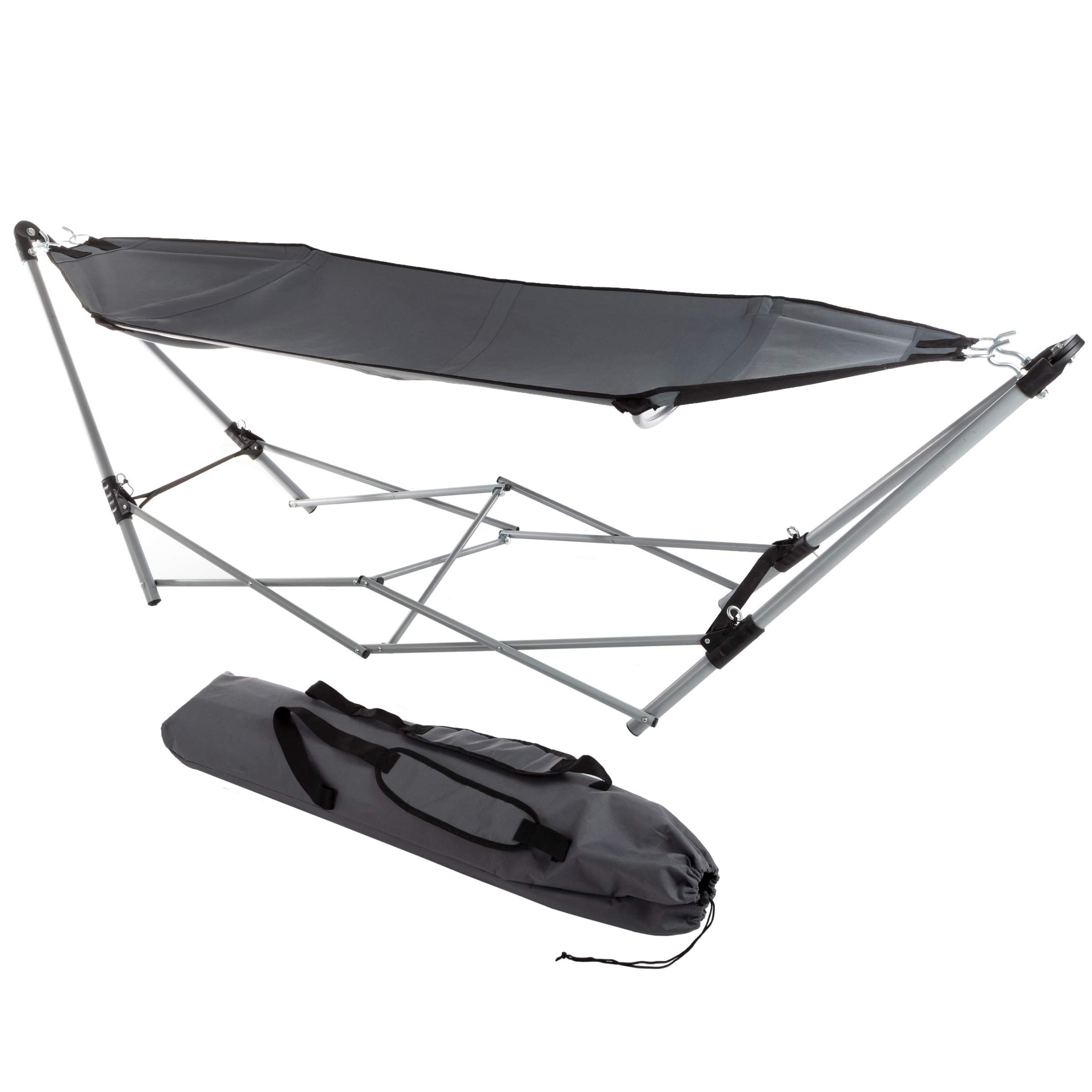 **Portable Hammock with Stand - Lightweight & Easy to Carry in Travel Bag - Perfect for Backyard, Pool, Beach, Camping & Hiking - Lavish Home (Gray) - Relax in Comfort Anywhere**