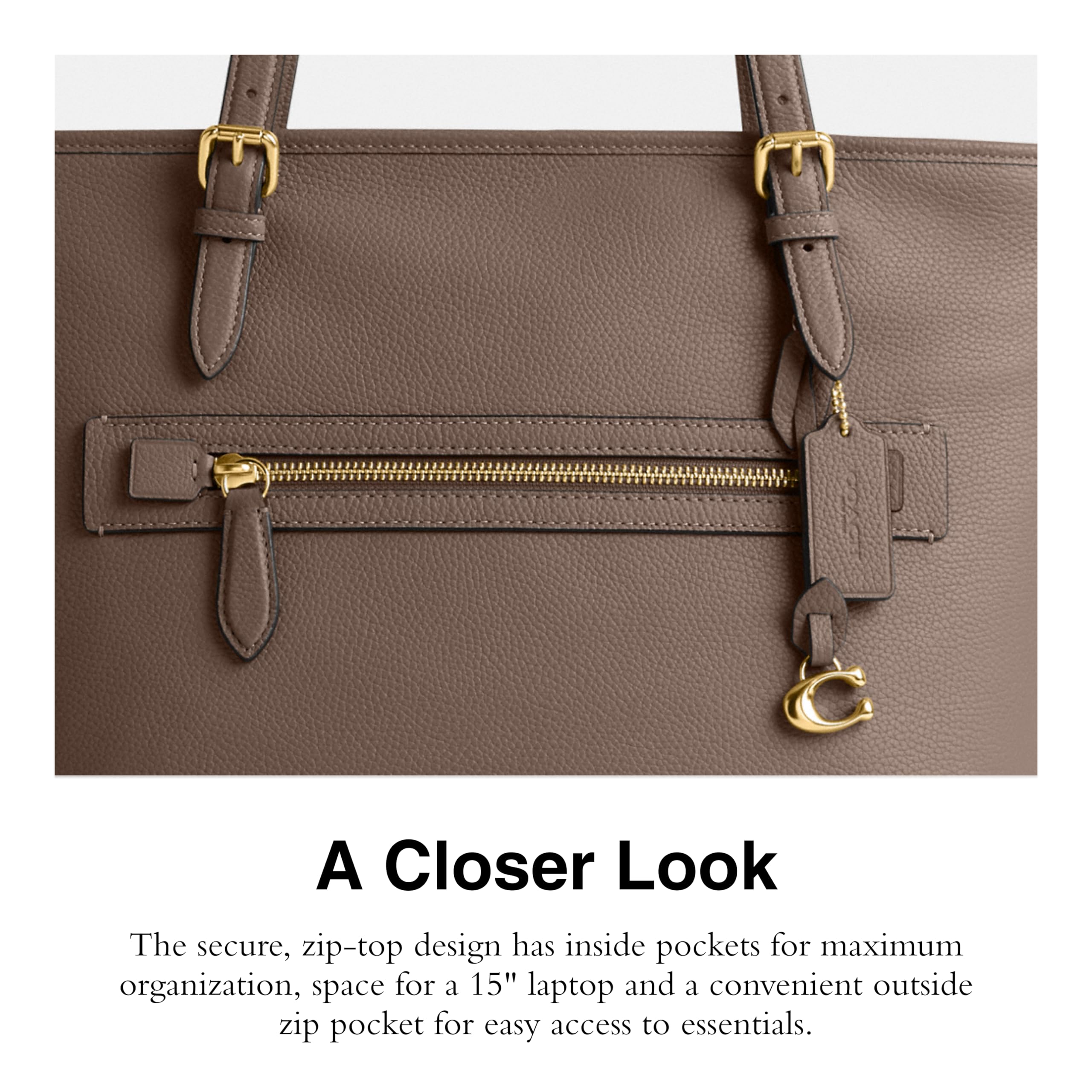 Coach Women's Polished Pebble Leather Taylor Tote Bag - Stylish & Durable Designer Handbag for Work, Travel & Everyday Use