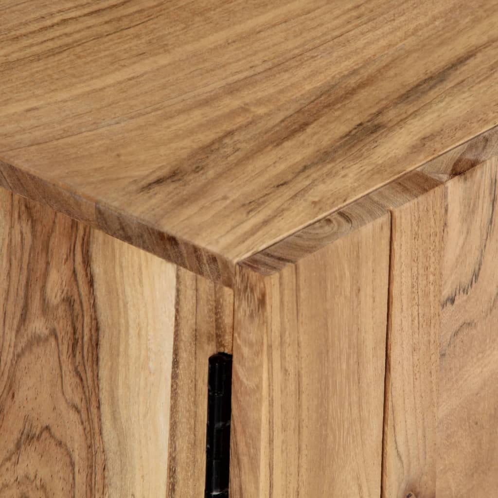 Solid Acacia Wood TV Stand with Doors & Storage Compartments - Handcrafted Rustic TV Cabinet for Living Room, Bedroom - Polished Lacquered Multimedia Entertainment Center for Flat Screen TVs