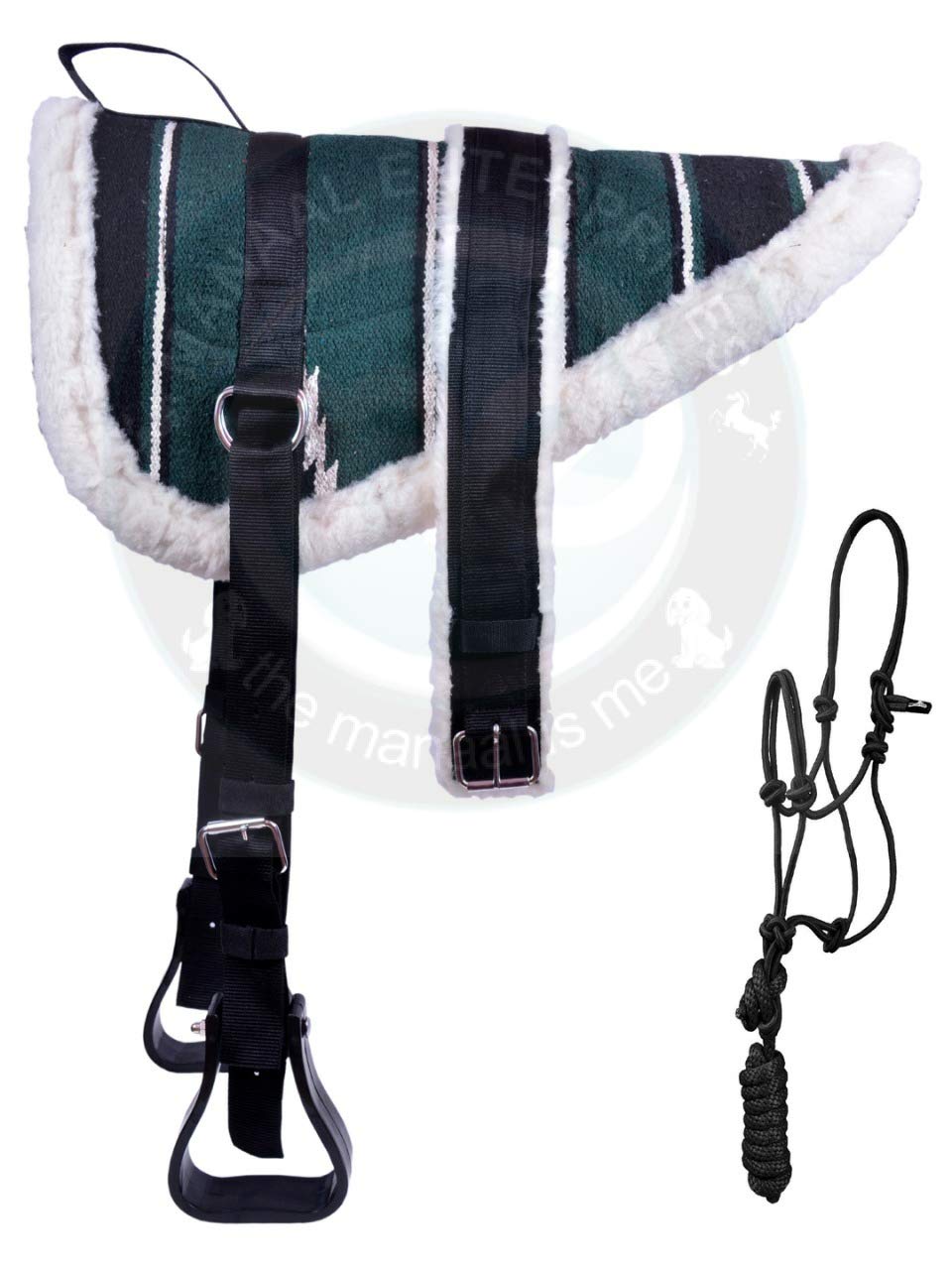Premium Navajo Bareback Pad with Free Girth, Stirrups & Rope Halter - Authentic Western Riding Gear for Trail Riding & Horse Training