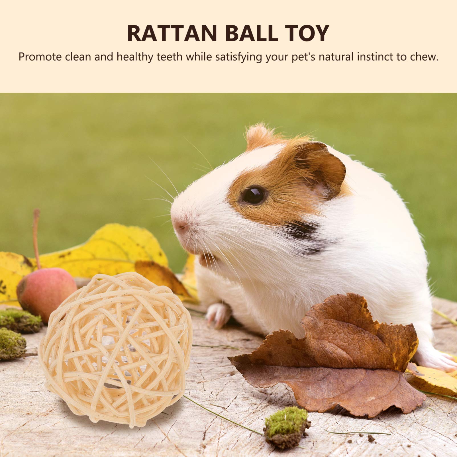 **POPETPOP 8-Piece Pet Teething Takraw Ball Set - Hamster, Rabbit, Rat Chew Toys for Small Pets - Natural Rattan Molar & Exercise Toys for Bunnies, Rodents - Perfect for Cage Decor & Stress Relief**    *(Ideal for teething, playtime, and keeping small pets active and entertained!)*