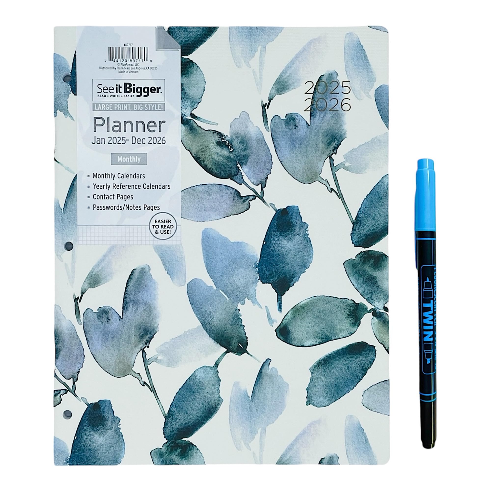 PlanAhead 2025-2026 Monthly Planner for Home & Office - 2 Year Calendar from January 2025 to December 2026, 8.5