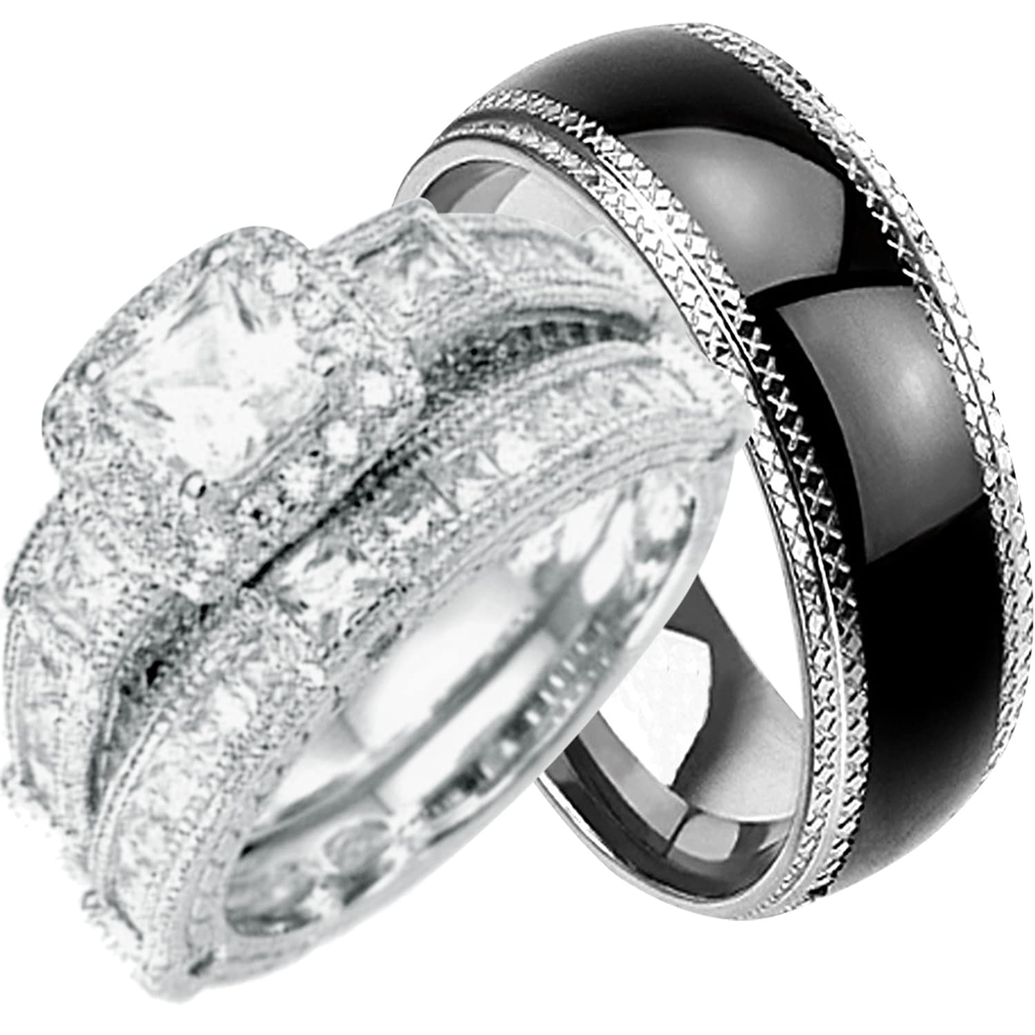 His and Hers Wedding Ring Set - Matching 14K Gold Wedding Bands for Couples - Perfect for Engagement, Anniversary & Vow Renewal Ceremonies