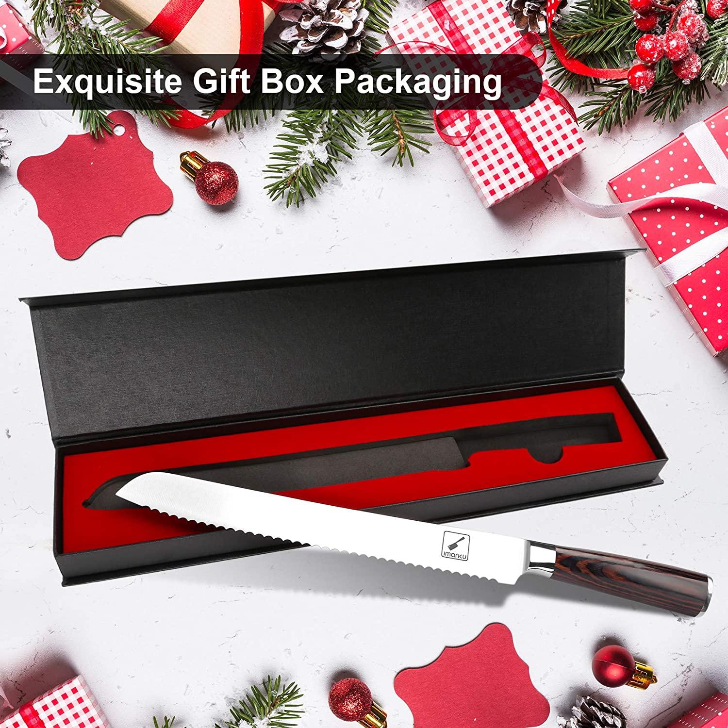 Imarku 10-Inch Serrated Bread Knife - Sharp Stainless Steel Blade for Slicing Bread, Cakes, and Pastries - Perfect for Home Baking, Restaurants, and Professional Kitchens