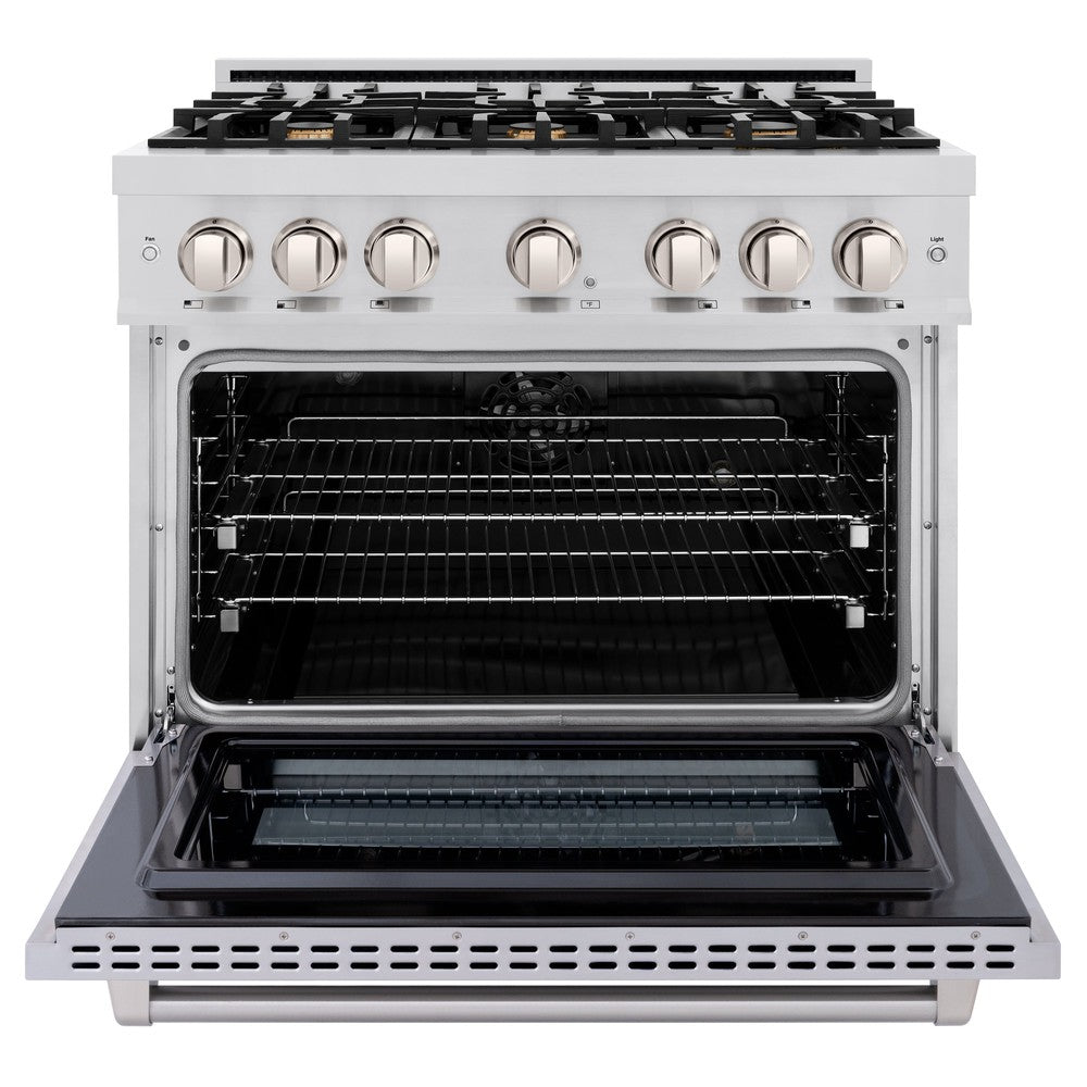 ZLINE 36 Inch 5.2 Cu. Ft. Dual Fuel Range - Stainless Steel Gas Cooktop with 6 Brass Burners & Electric Convection Oven (HDR BR 36) - Perfect for Professional Home Chefs & Modern Kitchens
