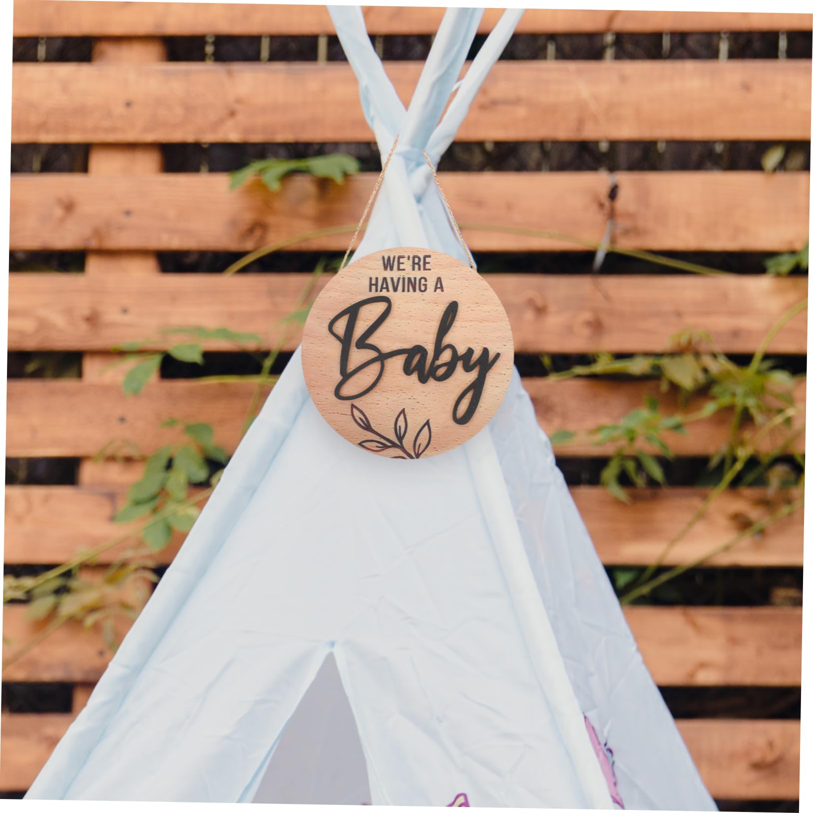 Wooden Baby Birth Announcement Sign - Circle Pregnancy & Newborn Keepsake Decor for Nursery, Baby Shower, and Gender Reveal Parties