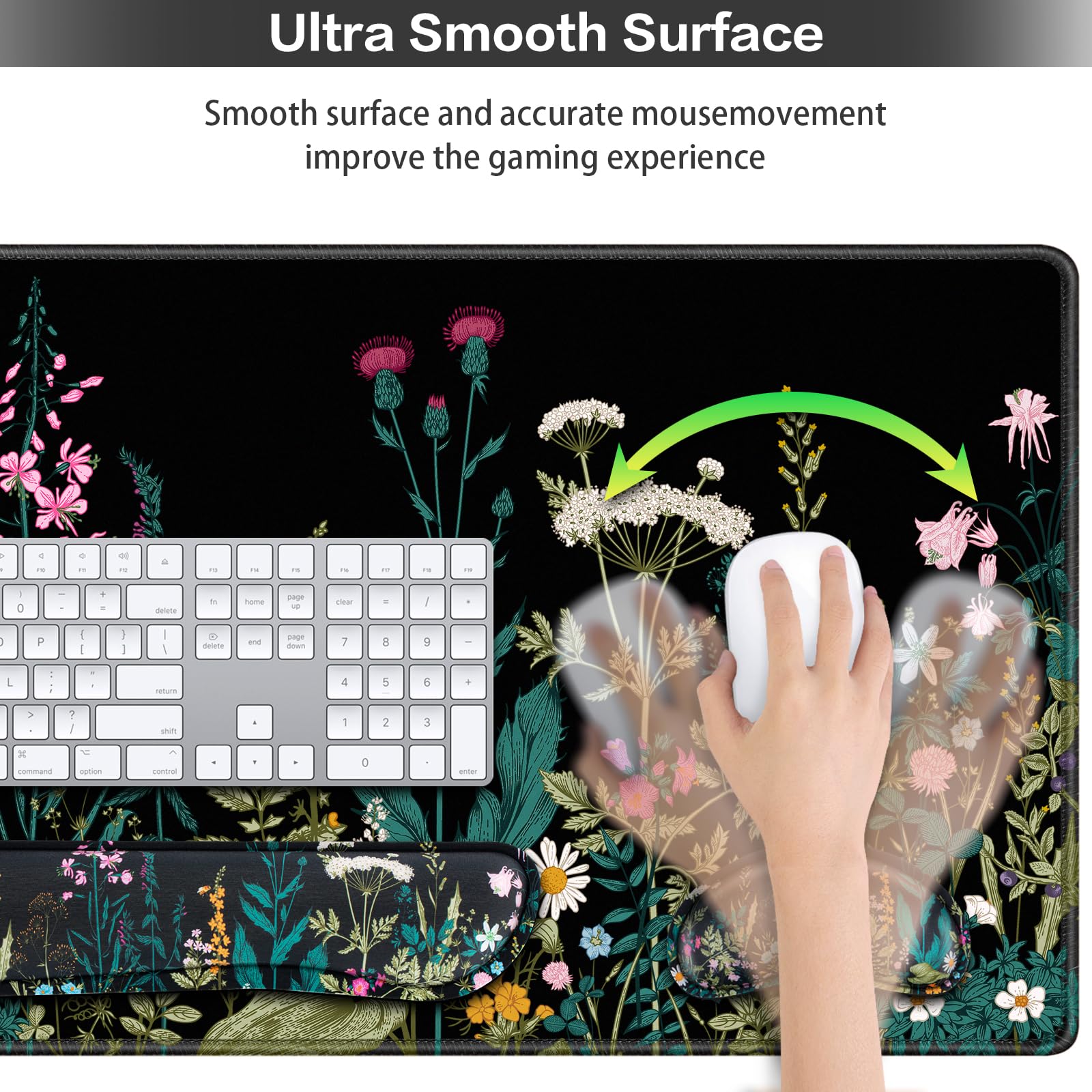 QOMOLAMA Ergonomic 4-in-1 Mouse Pad Set with Wrist Rest - Large Gaming Mouse Pad, Keyboard Wrist Support, Memory Foam Desk Mat & Cup Holder - Anti-Slip Office & Home Computer Accessories (35.4×15.7in) - Perfect for PC Gaming, Typing & Workstation Comfort