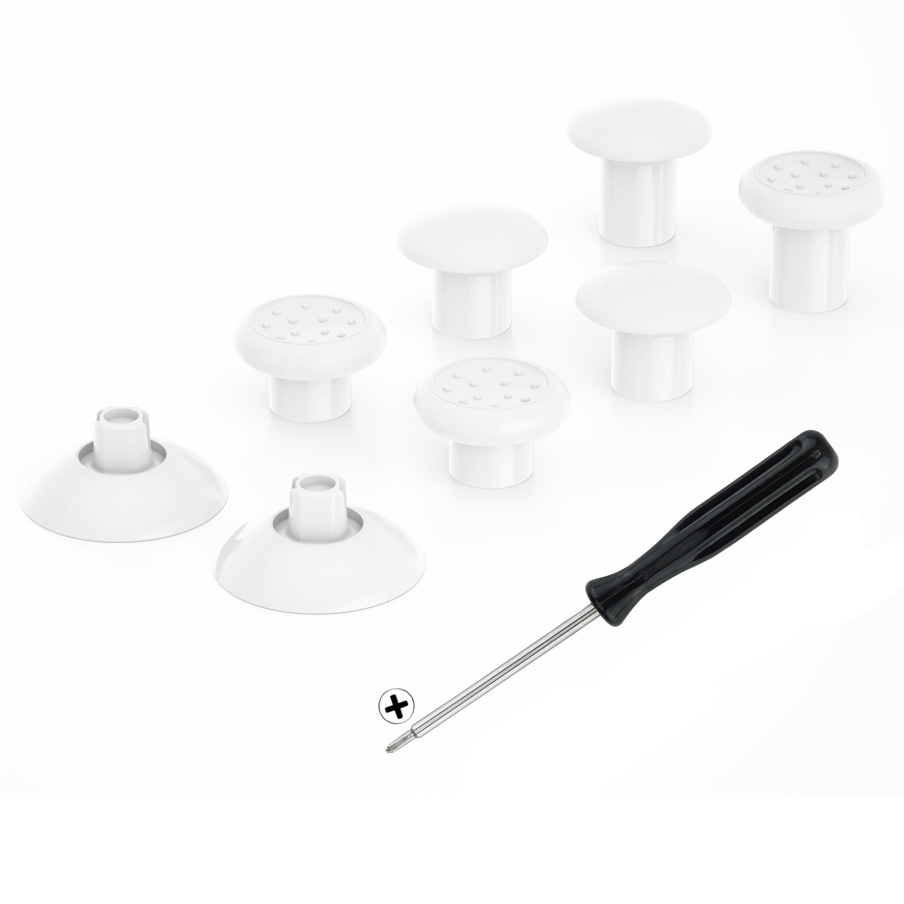 eXtremeRate White Replacement Thumbsticks for Nintendo Switch Pro Controller - 3 Height Adjustable Domed & Concave Joystick Grips (KRM522) | Enhanced Gaming Comfort for FPS, Racing & Action Games