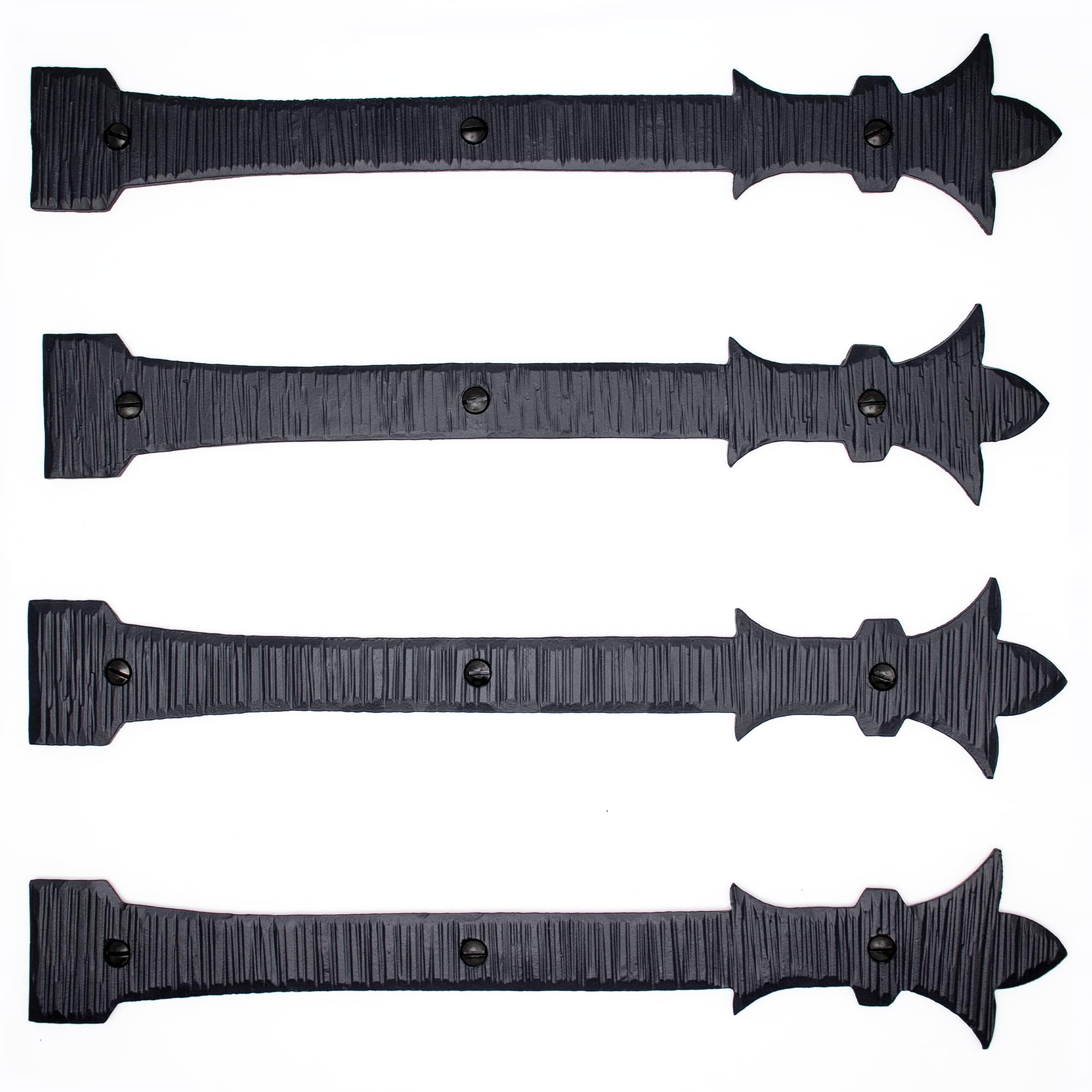4 Pack 12 Inch Black Faux Strap Hinges - Hand Forged Decorative Door Hinges - Rustic Iron Hinges for Farmhouse, Barn, Castle & Gate Doors - The Byzantium Series - Perfect for Vintage Doors, Shutters & DIY Home Decor Projects