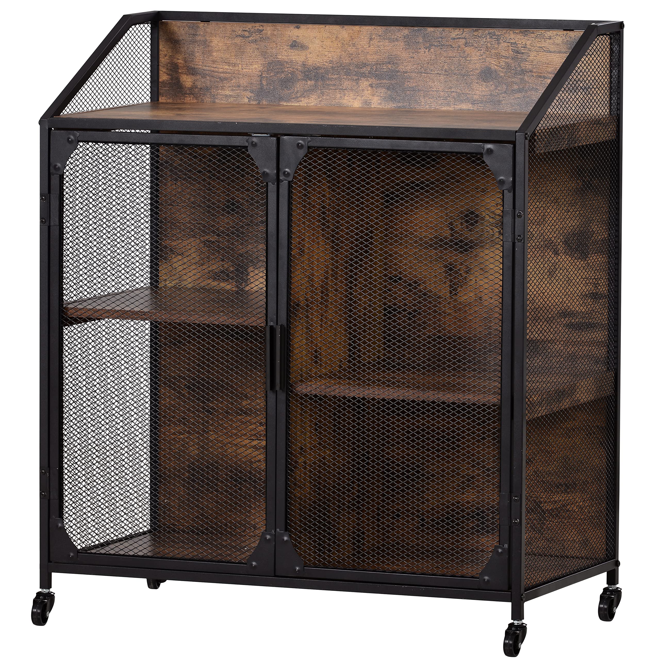 Goujxcy Mobile Kitchen Island Cart with Storage - Rolling Kitchen Cart with Drawers, Cabinets & Lockable Casters - Adjustable Shelves for Small Kitchens (Dark Brown) - Perfect for Apartment Cooking, Food Prep & Extra Counter Space
