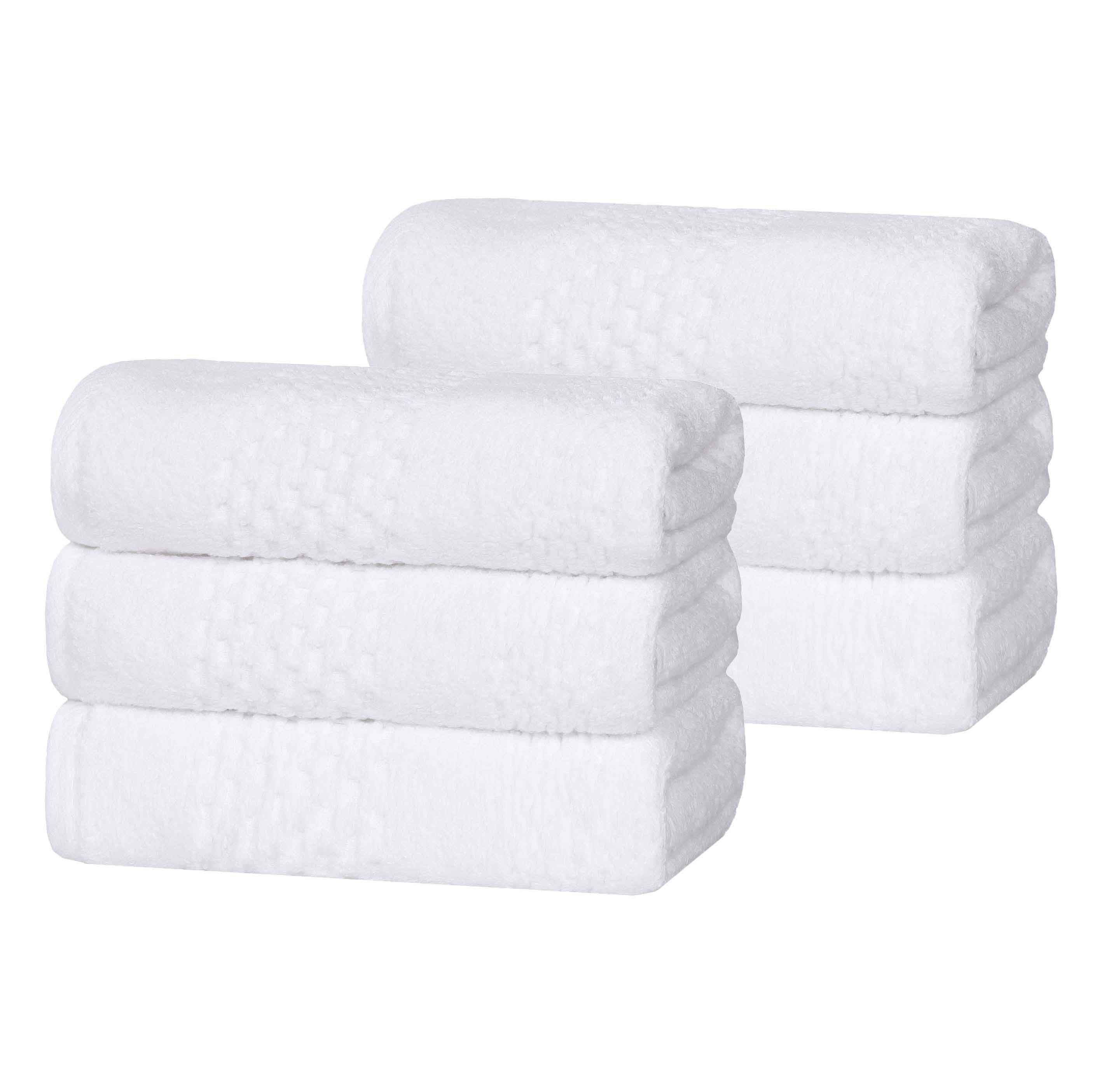 Premium 100% Cotton Waffle Weave Hand Towels - Soft & Absorbent Bath Towel Set of 6 for Kitchen, Bathroom & Spa - Zero Twist Playa Collection (Beige)