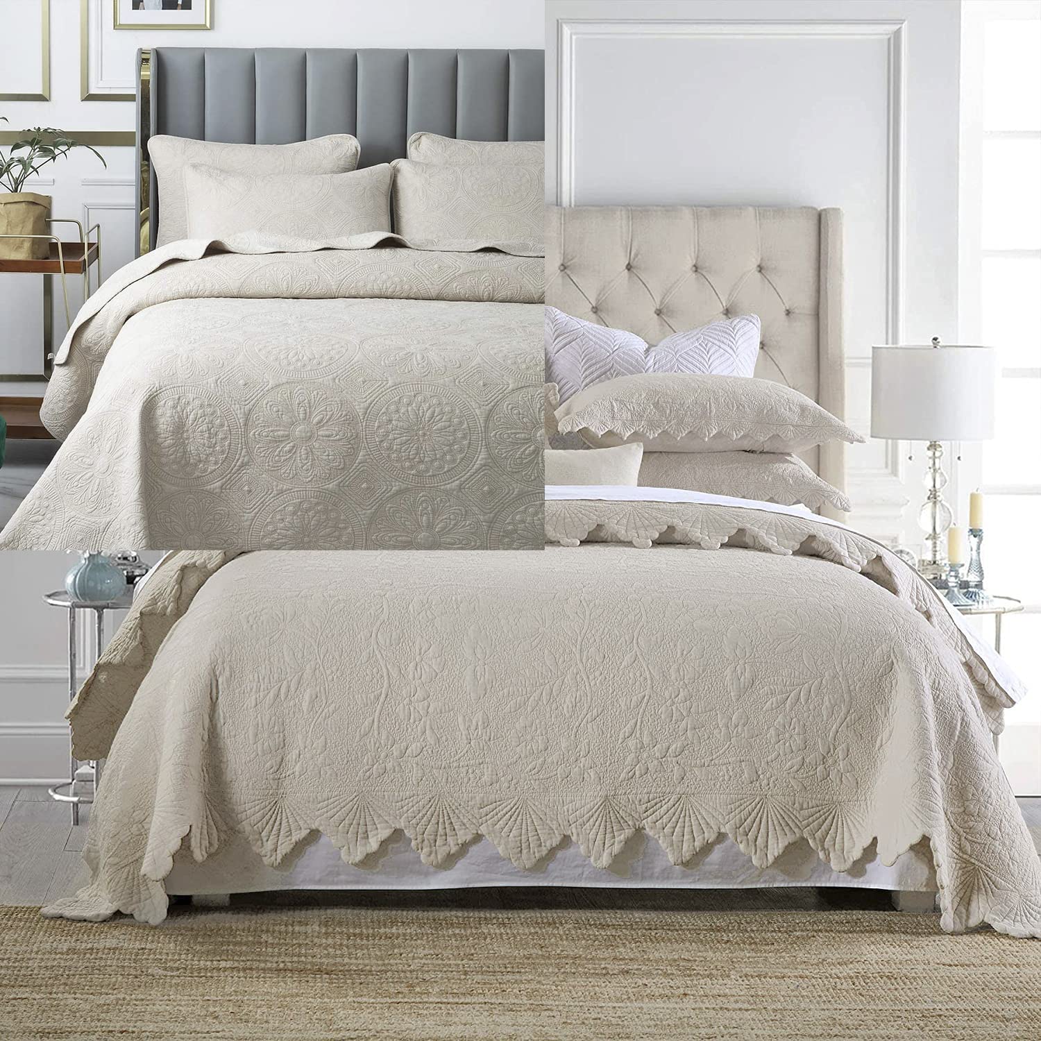 Brandream 6PC King Cotton Quilt Set - Farmhouse Bedding for Cozy Comfort