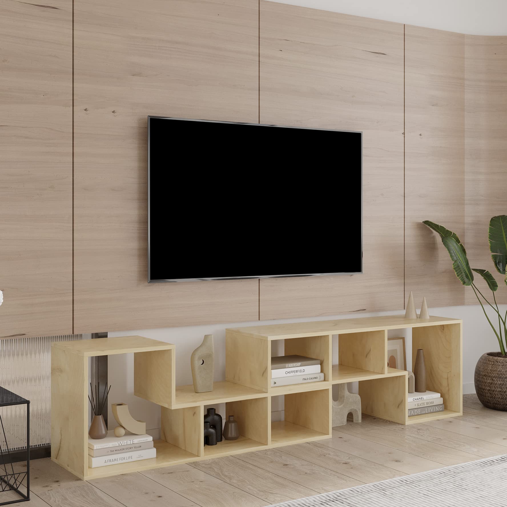 Recaceik Cube Bookshelf - 2 Shelf L-Shaped Bookcase & TV Stand, Modern Entertainment Center with Open Storage for CDs, Movies, Books - Perfect for Living Room, Bedroom & Home Office Decor