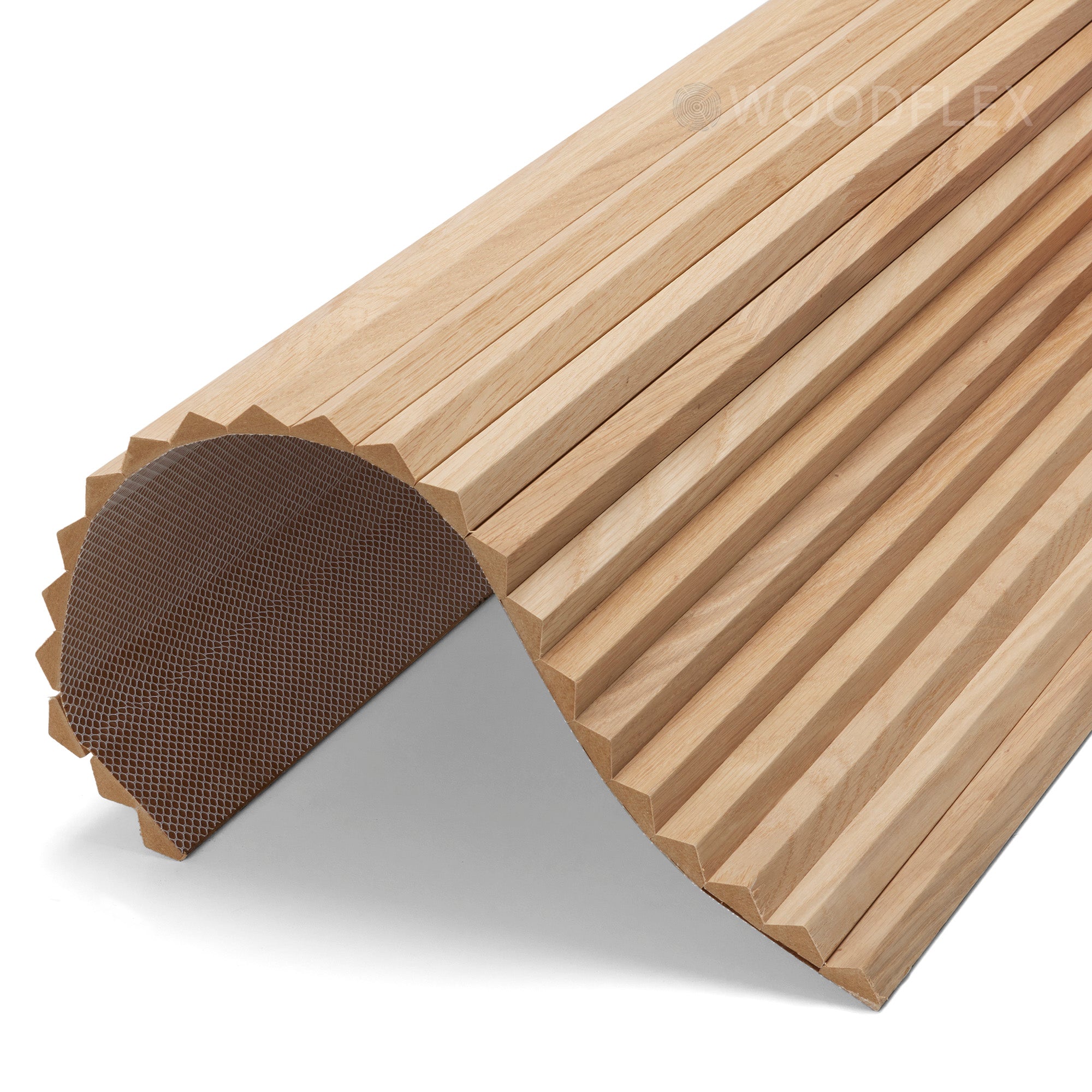WOODFLEX Flexible Wooden Slat Wall Panel - Natural Oak Veneer - 2700mm x 600mm Triangle Design - Modern Acoustic Room Divider for Home & Office Decoration