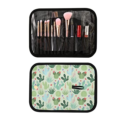 MNSRUU Hanging Toiletry Bag Set - 3 Pack Clear Travel Makeup Organizer with Cactus & Succulent Design | Portable Cosmetic Storage for Bathroom, Gym, Camping & Vacation Essentials