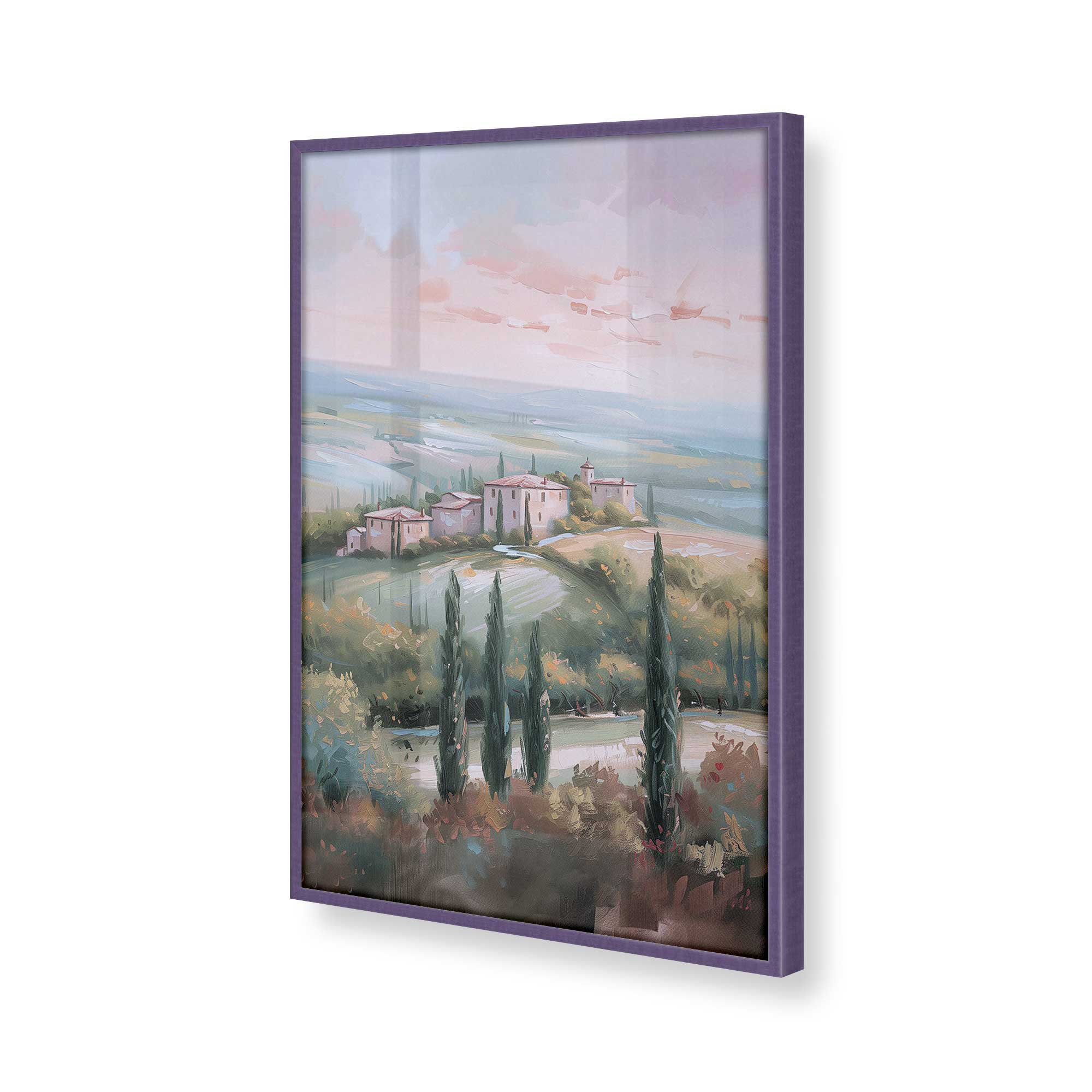 Tuscany Sunset Landscape Art Print - Dusk's Glow v1 Wall Decor for Living Room, Bedroom & Office
