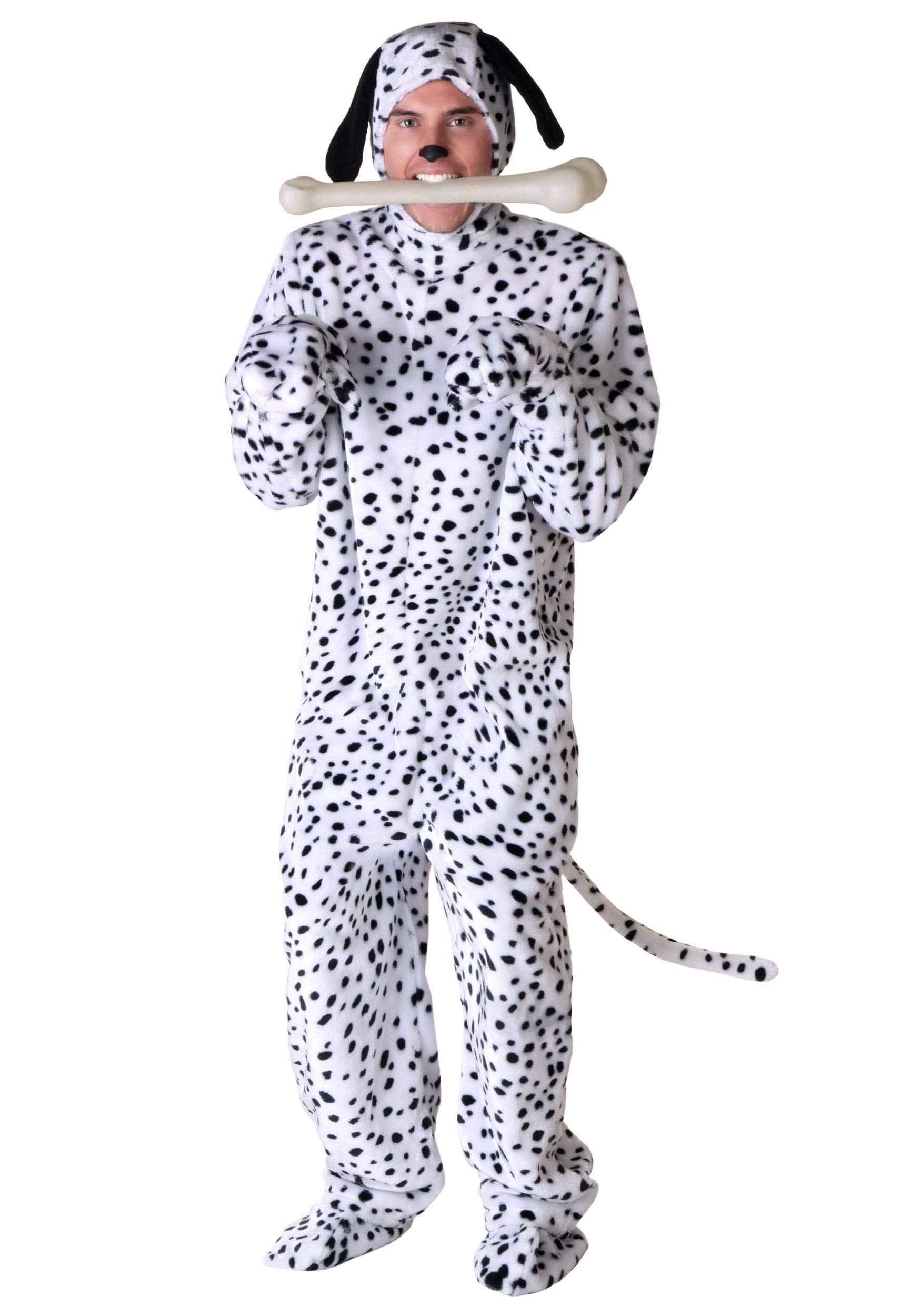 Adult Dalmatian Costume - Black Spotted Dog Jumpsuit for Halloween, Cosplay & Pet Lovers | Full-Body Animal Onesie for Parties & Theme Events