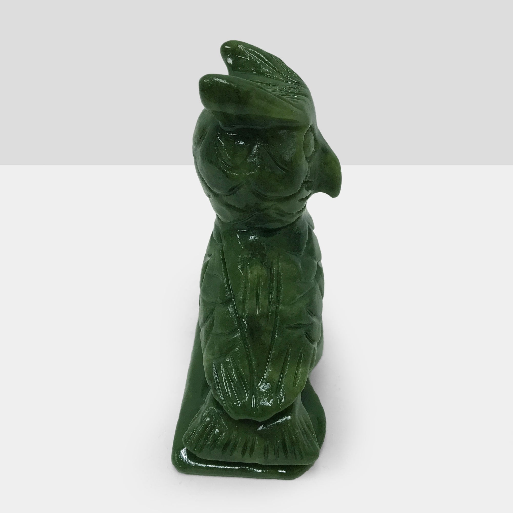 Hand Carved Owl Figurine - Natural Nephrite Jade Gemstone Statue for Healing, Feng Shui, Home Décor & Gift Collection | Spiritual Meditation, Office Desk Decor, Housewarming Present