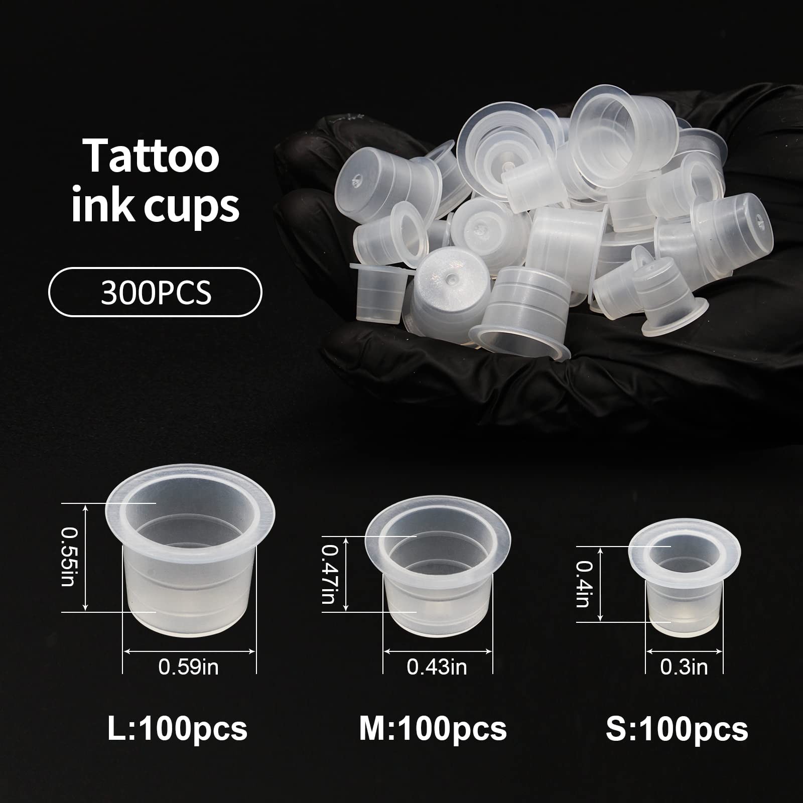 Autdor 300pcs Disposable Tattoo Ink Caps - Clear Pigment Cups for Microblading, Permanent Makeup & Tattoo Supplies | Perfect for Tattoo Artists, Salon Professionals & DIY Home Use