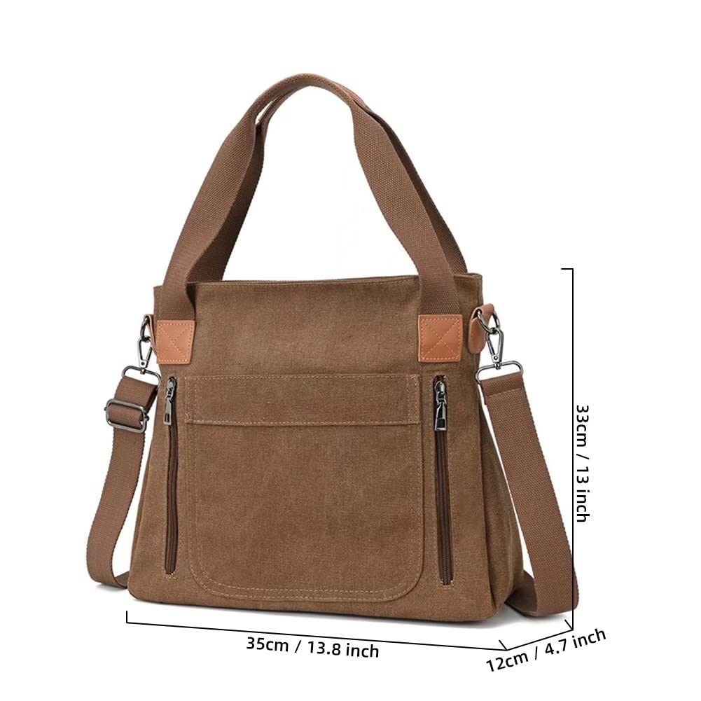 Stylish ROUROU Canvas Shoulder Bag for Women - Large Capacity Top Handle Tote & Crossbody Purse - Perfect for Work, Travel & Everyday Use