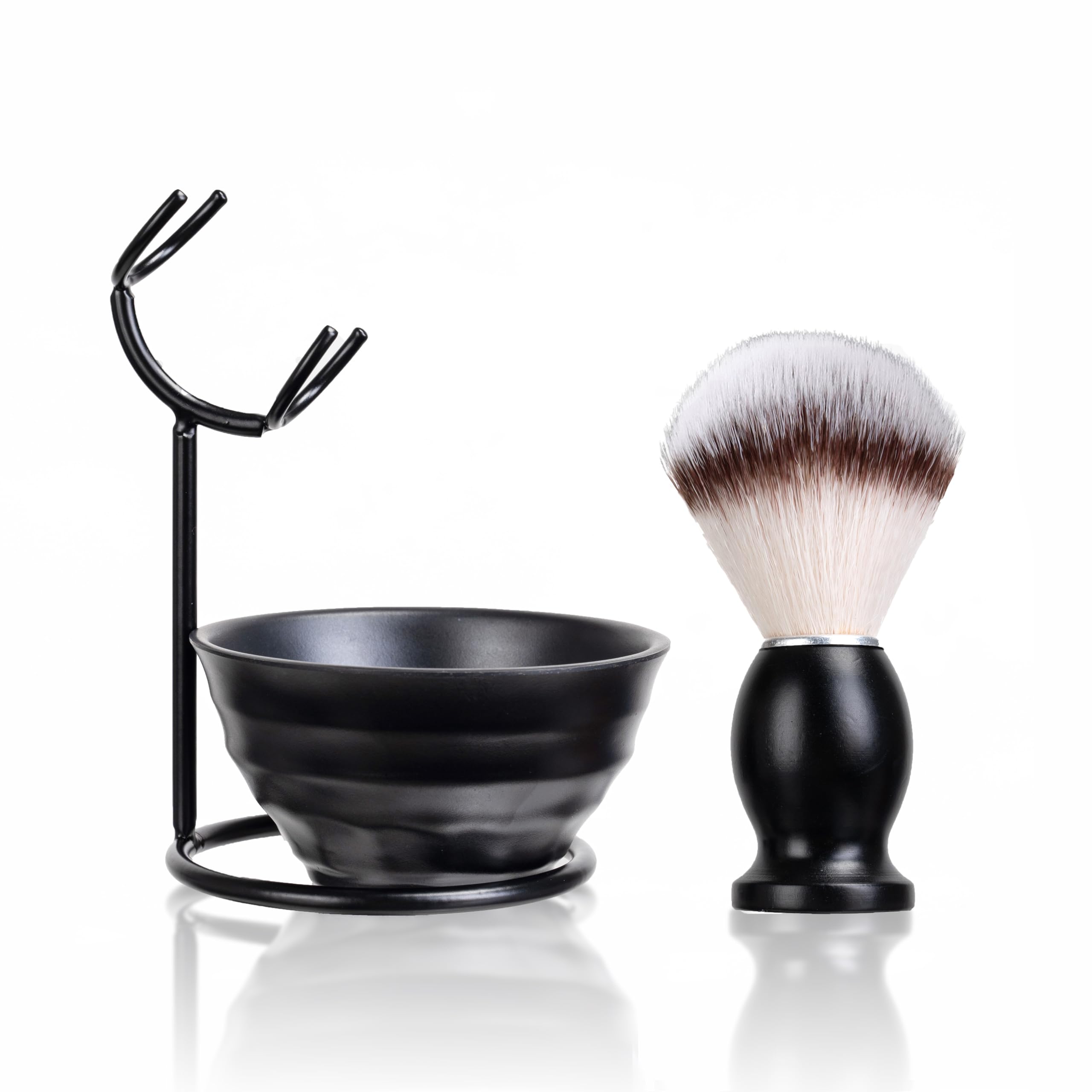 Best Men's Shaving Brush Set - 3 in 1 Synthetic Shaving Kit with Brush, Bowl & Stand (Set 2) - Perfect for Wet Shaving & Beard Care Routine